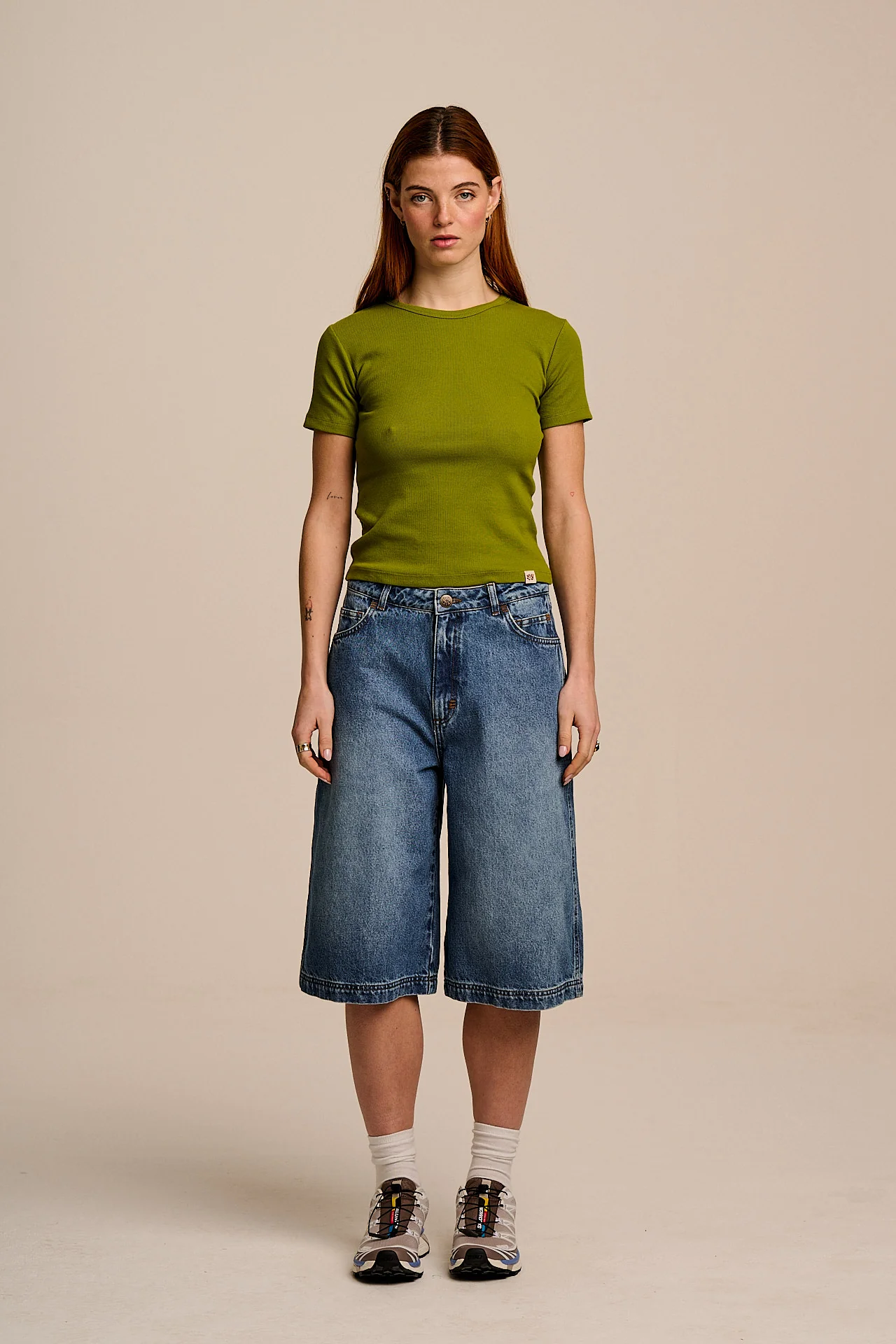 Gracie - Cotton T-Shirt in Cypress Green - Image 3