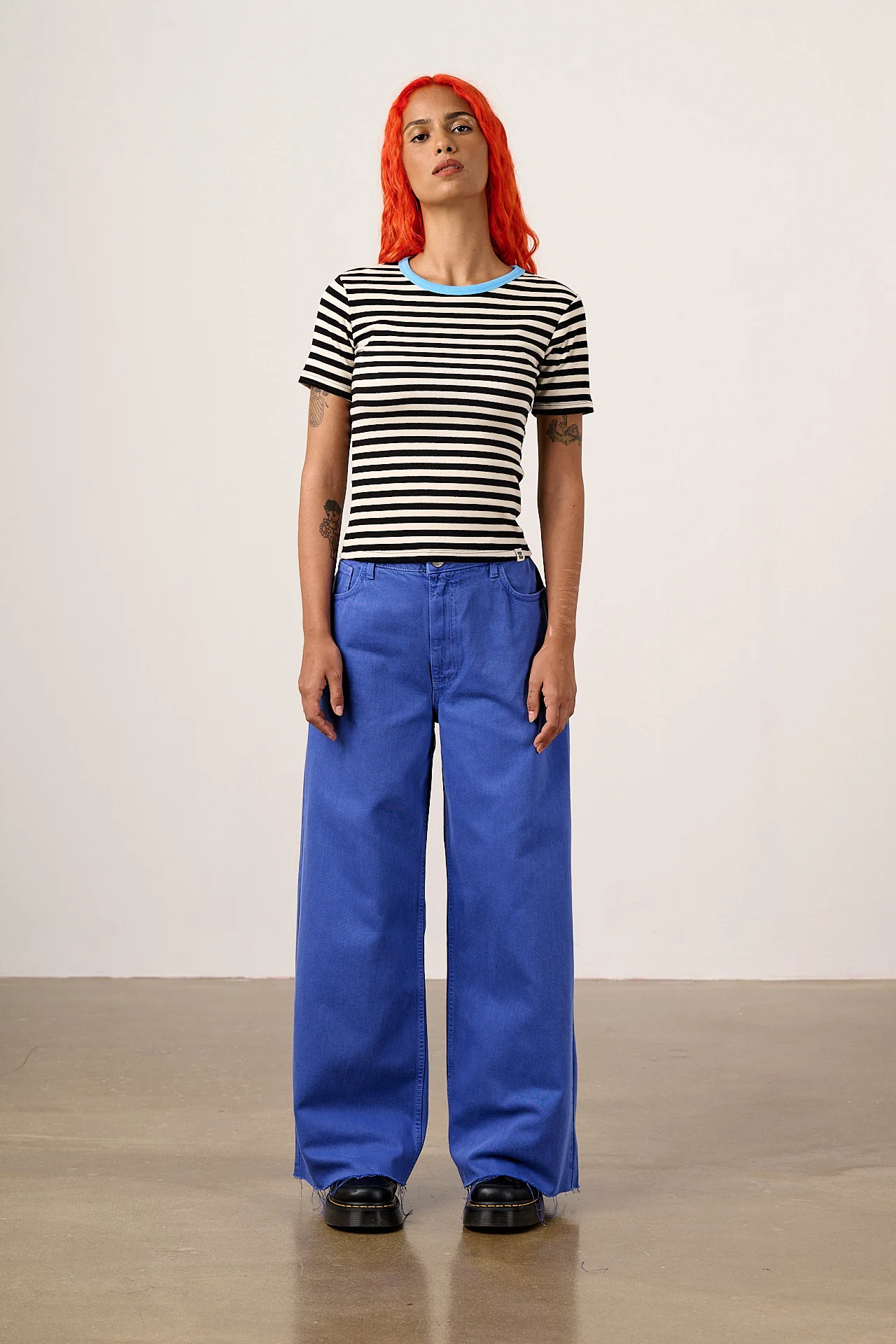 Gracie - Cotton T-Shirt in Black & White Stripe - Image 3