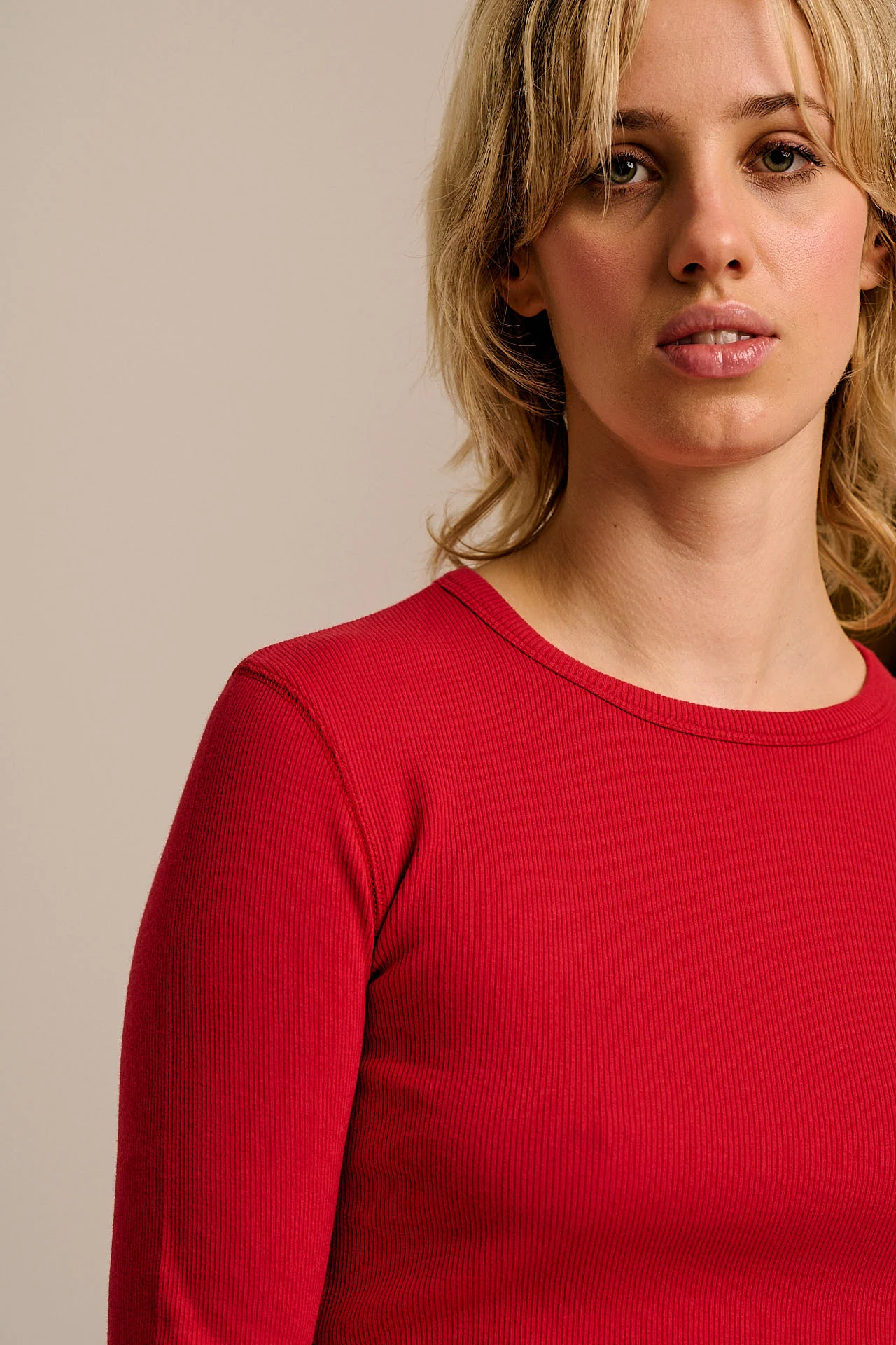 Grayson - Long Sleeve Cotton Jersey Top in Red - Image 3