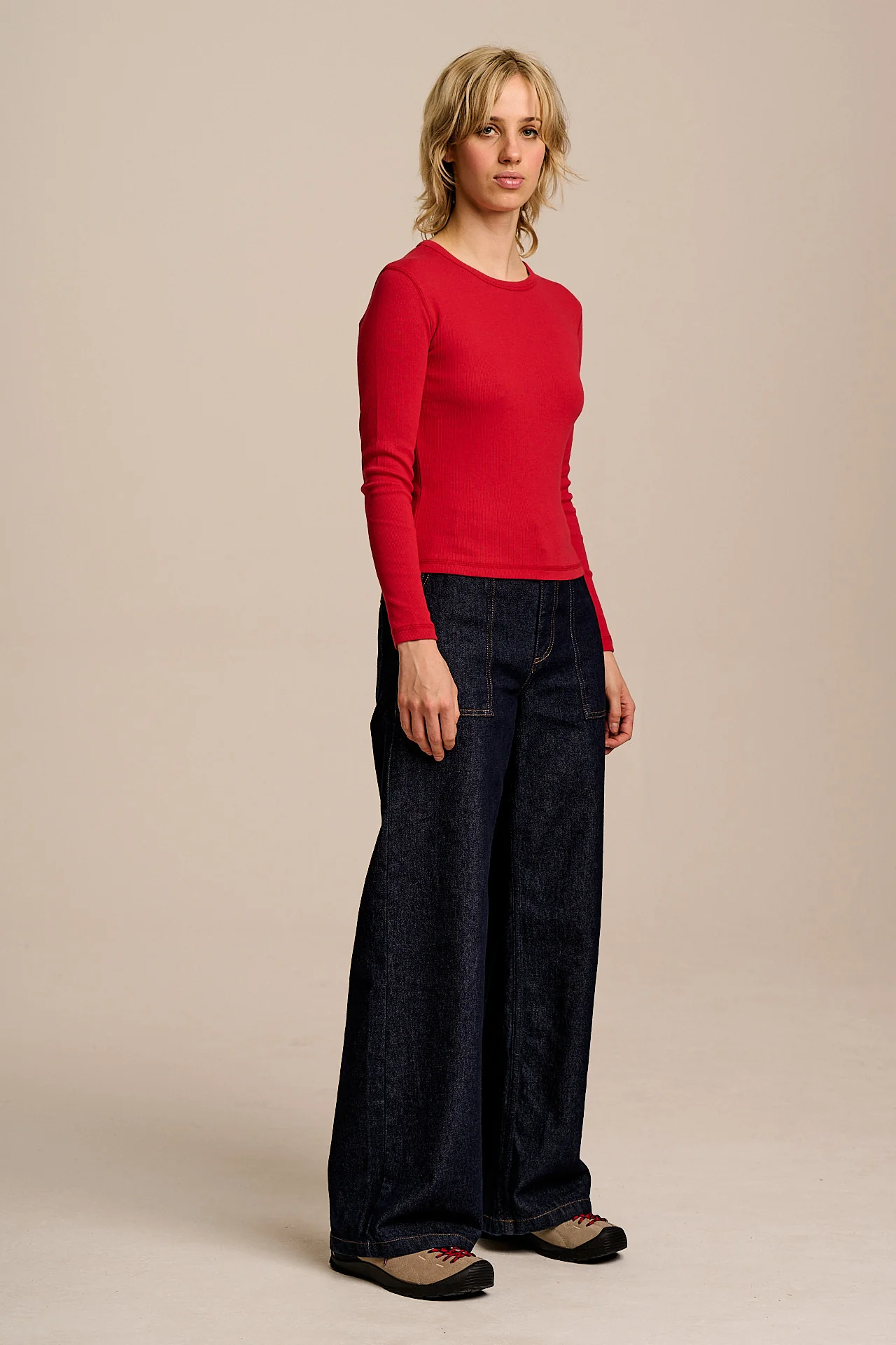 Grayson - Long Sleeve Cotton Jersey Top in Red - Image 4