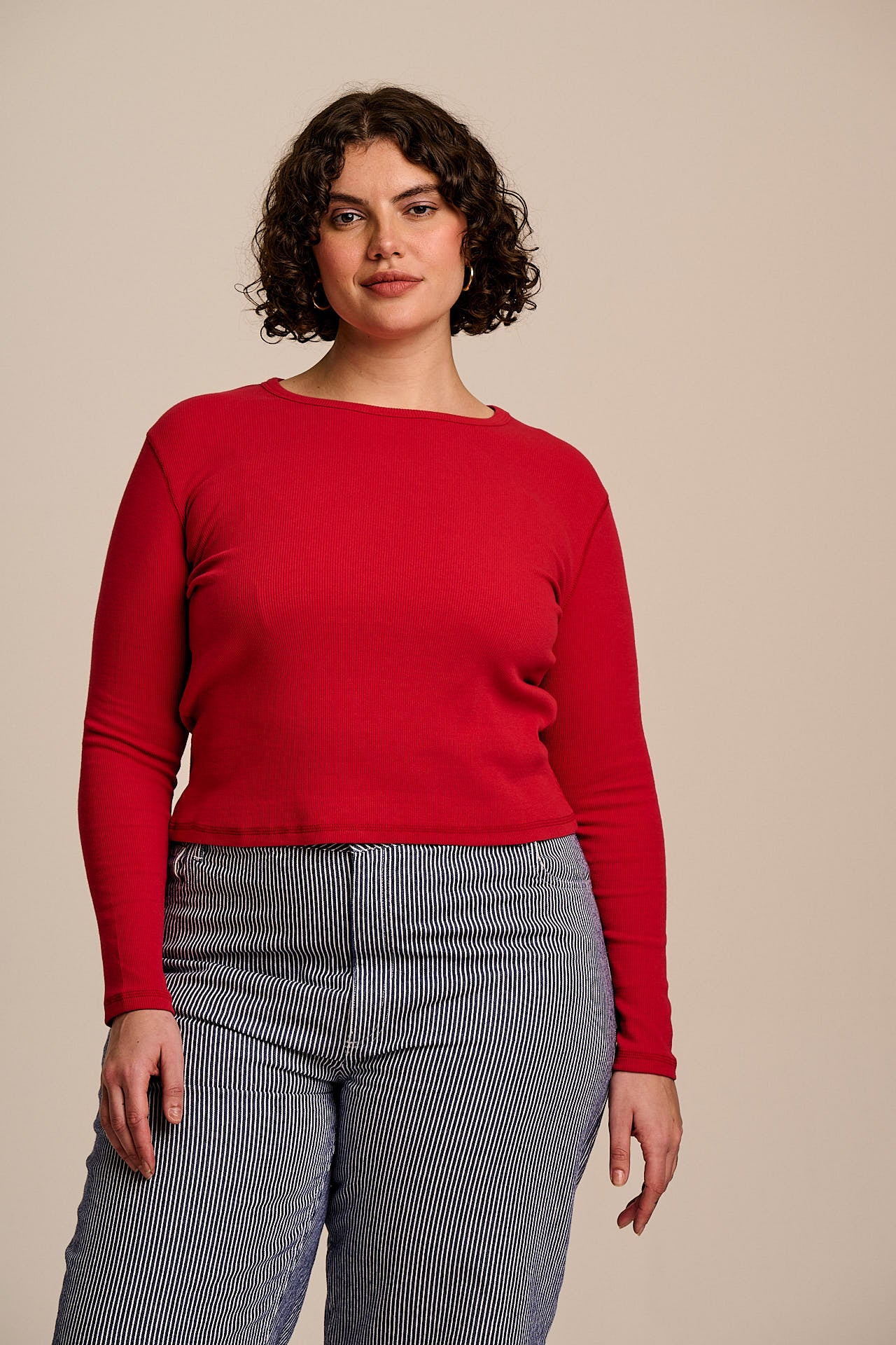 Grayson - Long Sleeve Cotton Jersey Top in Red - Image 6