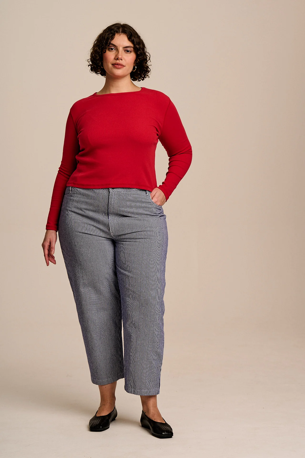 Grayson - Long Sleeve Cotton Jersey Top in Red - Image 7
