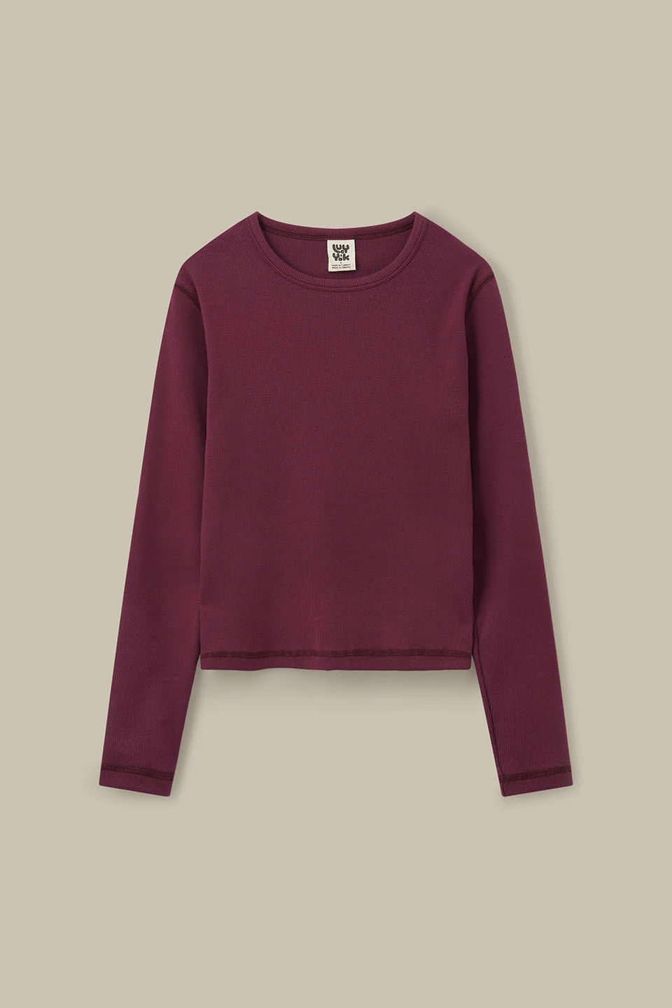 Grayson - Long Sleeve Cotton Jersey Top in Wine - Image 2
