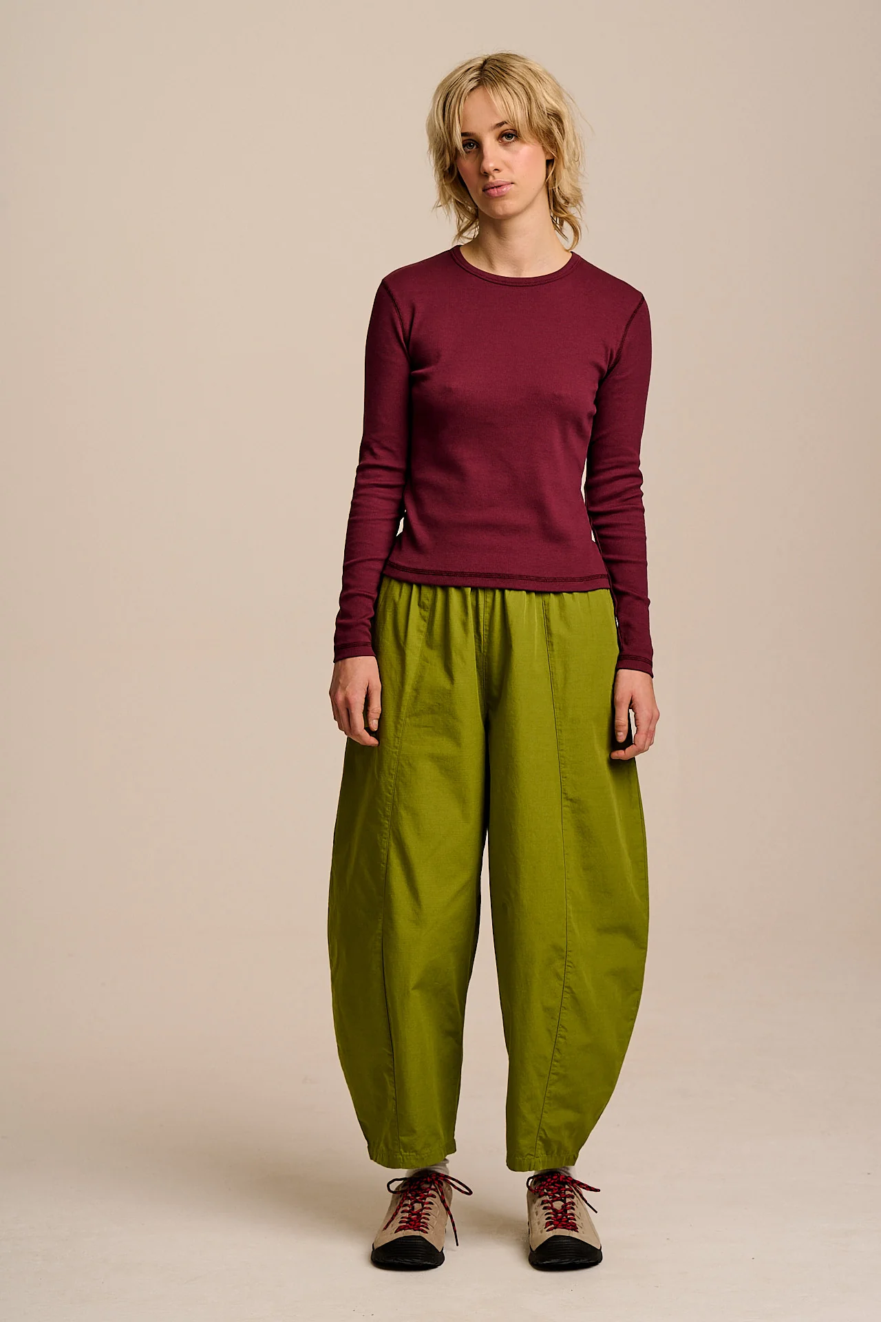 Grayson - Long Sleeve Cotton Jersey Top in Wine - Image 4