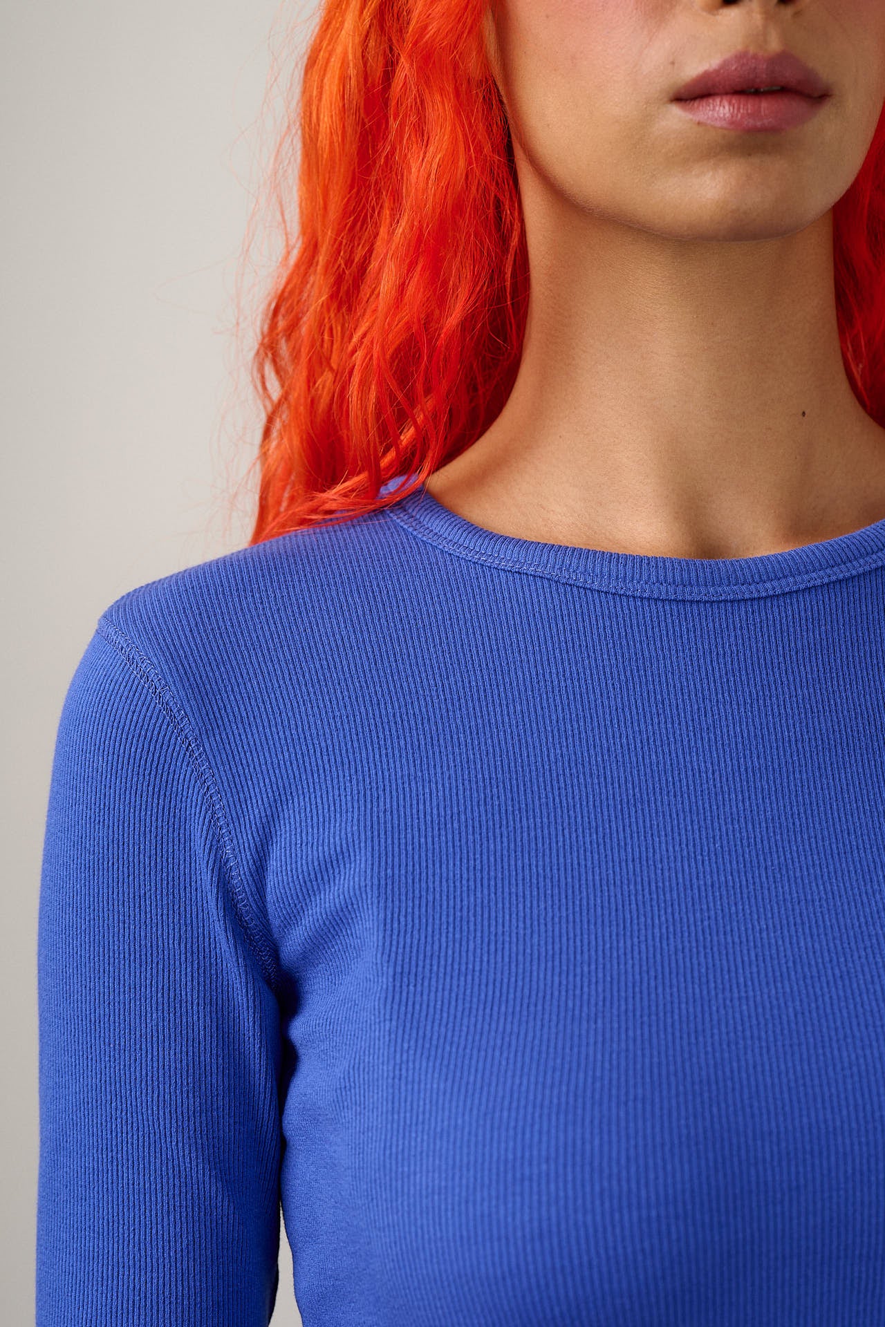 Grayson - Long Sleeve Cotton Jersey Top in Dazzling Blue - Image 2