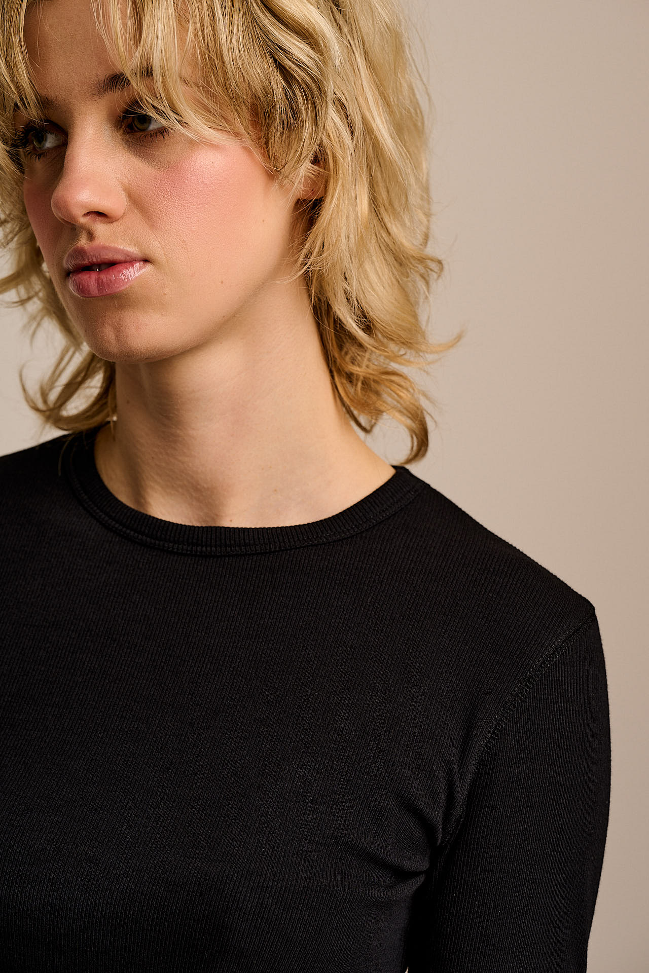 Grayson - Long Sleeve Cotton Jersey Top in Black - Image 3