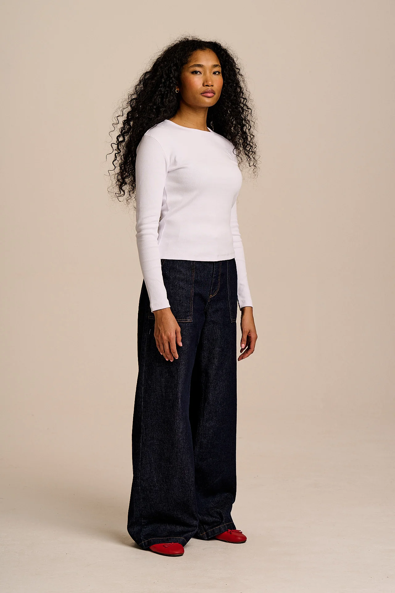 Grayson - Long Sleeve Cotton Jersey Top in White - Image 4