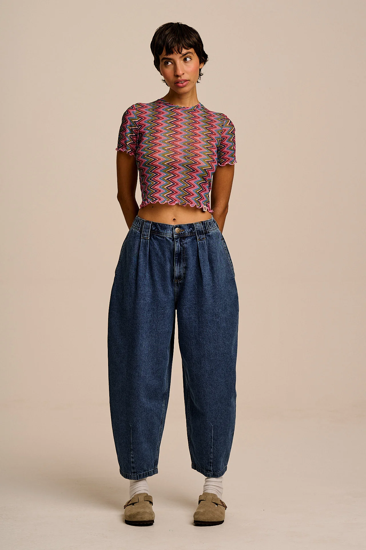 Greta - Cropped Mesh Top in Zig Zag Stripe - Image 4