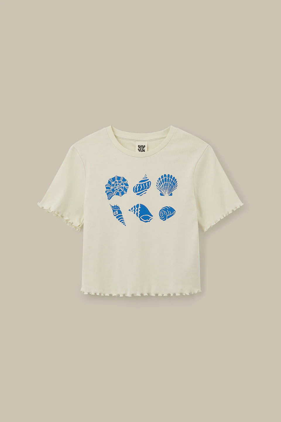 Greta - Cropped Cotton Top in Ecru Shell Print - Image 3