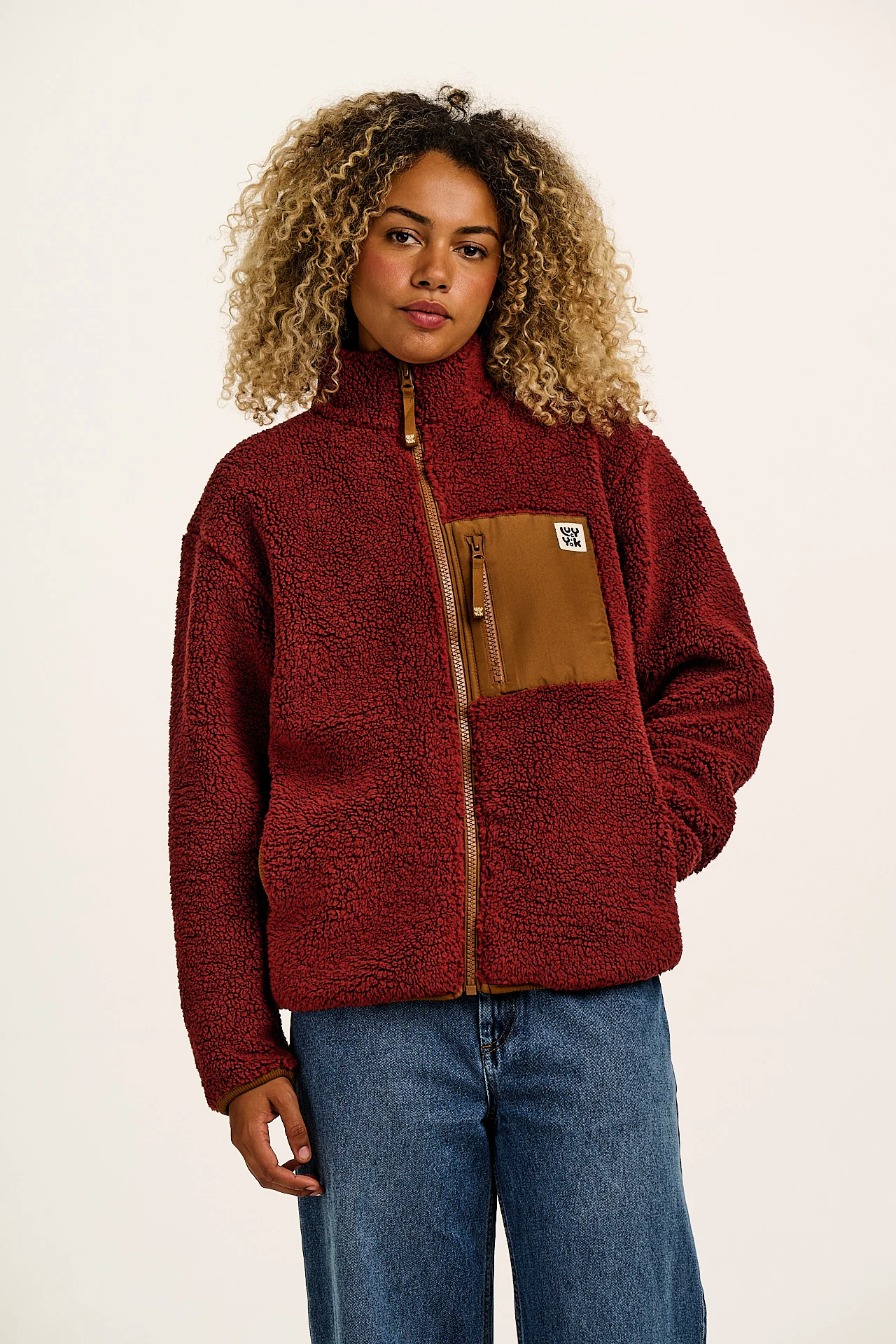 Harper - Borg Fleece Jacket in Jasper Red - Image 4