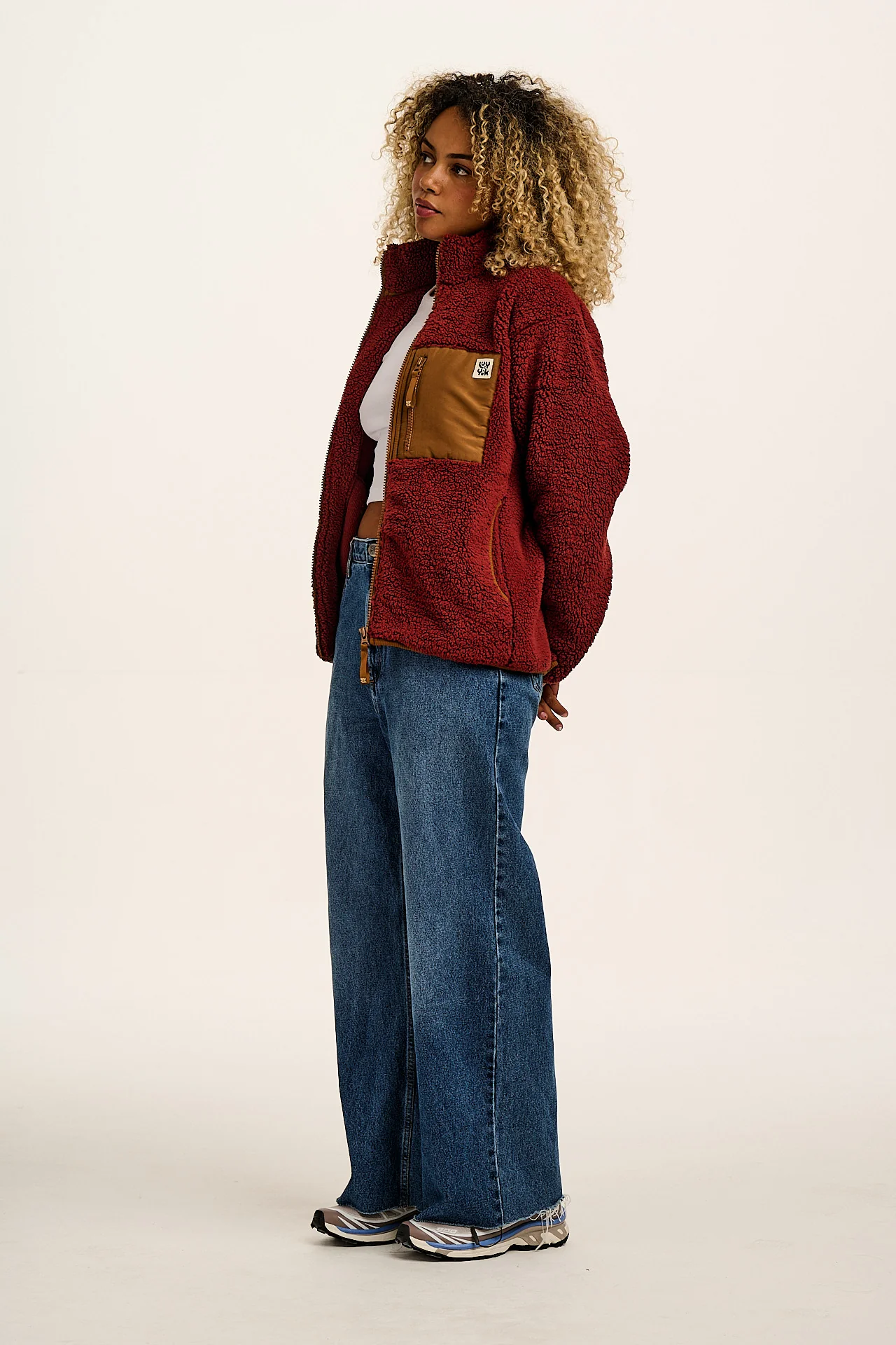 Harper - Borg Fleece Jacket in Jasper Red - Image 6