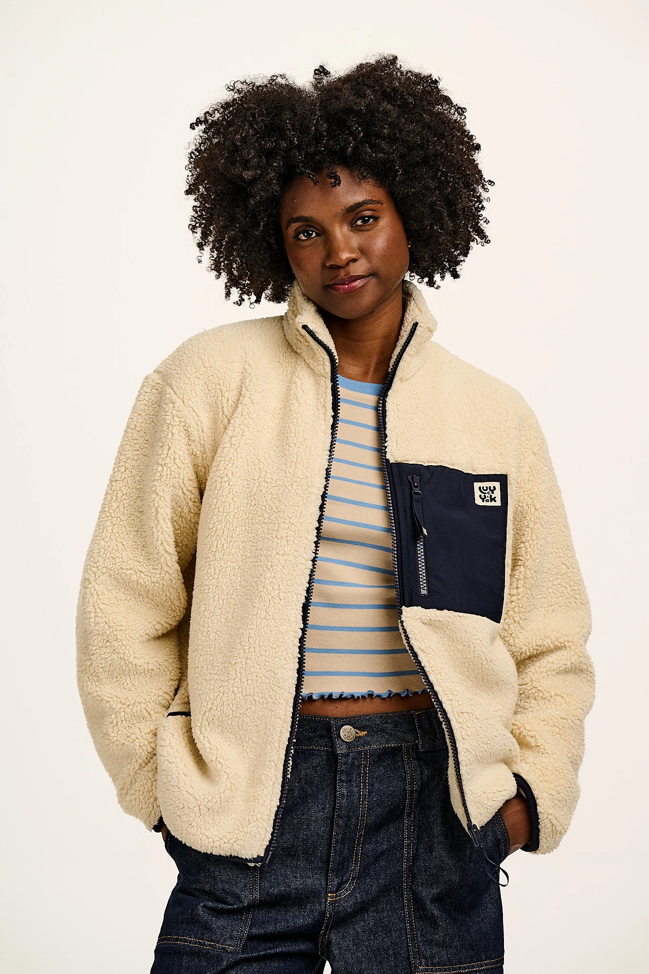 Harper - Borg Fleece Jacket in Cream - Image 3