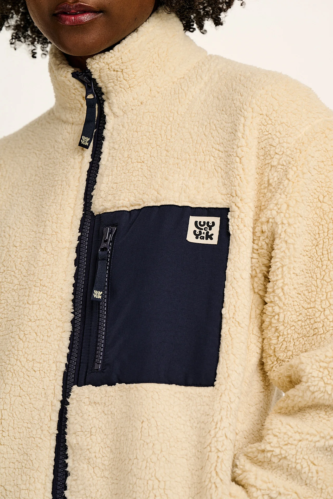Harper - Borg Fleece Jacket in Cream - Image 4