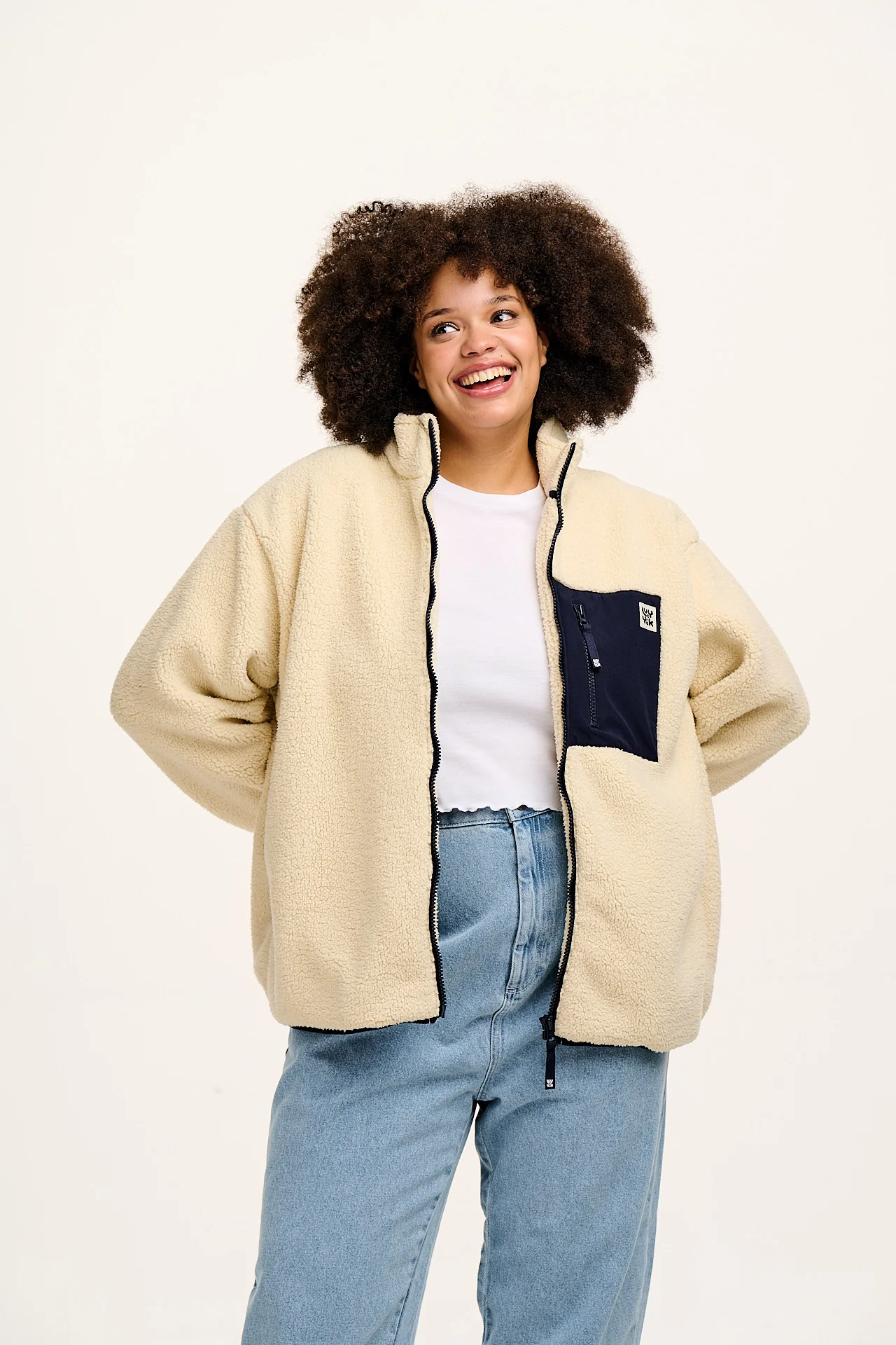 Harper - Borg Fleece Jacket in Cream - Image 7
