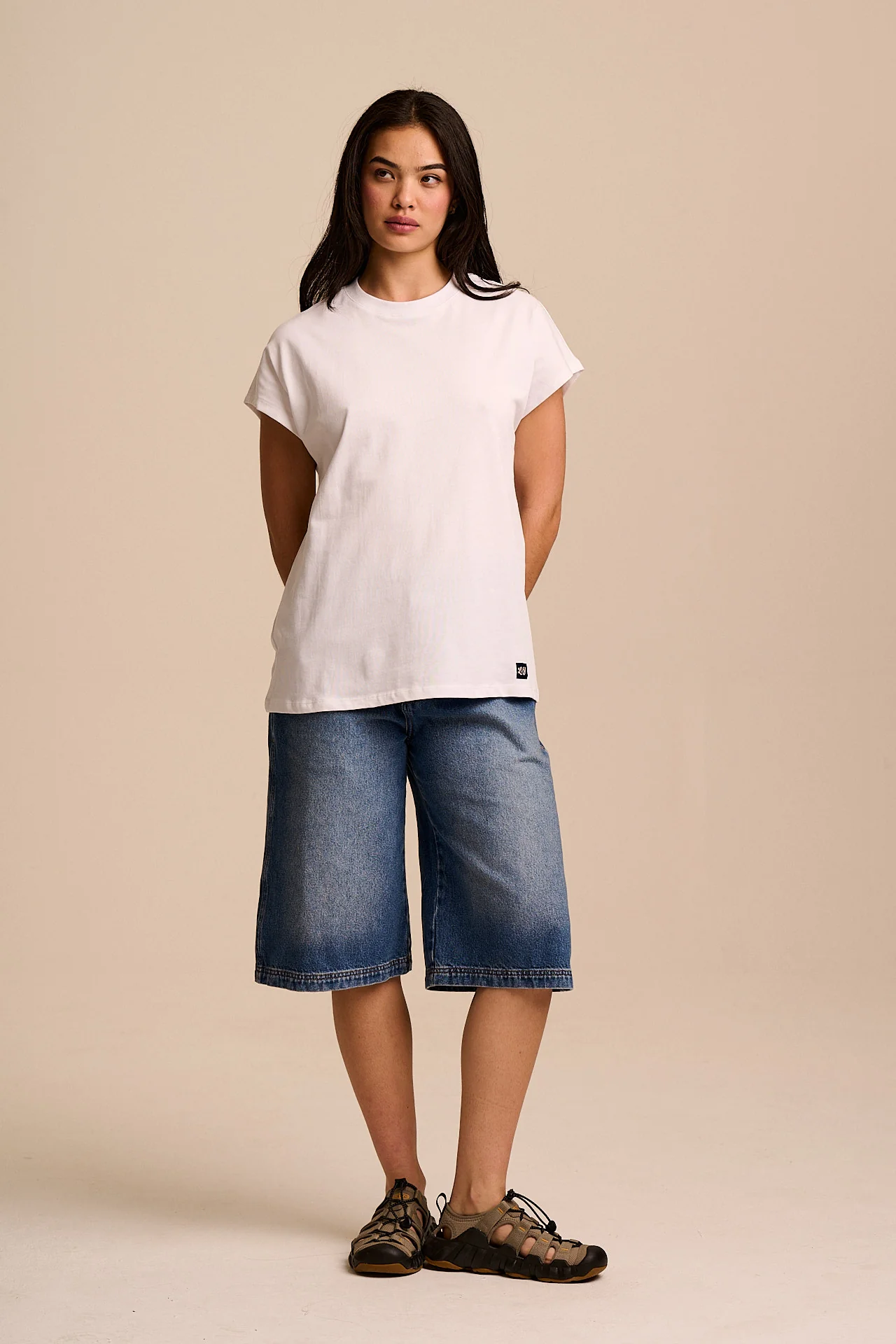Inessa - Cotton Cap Sleeve T-Shirt in White - Image 3