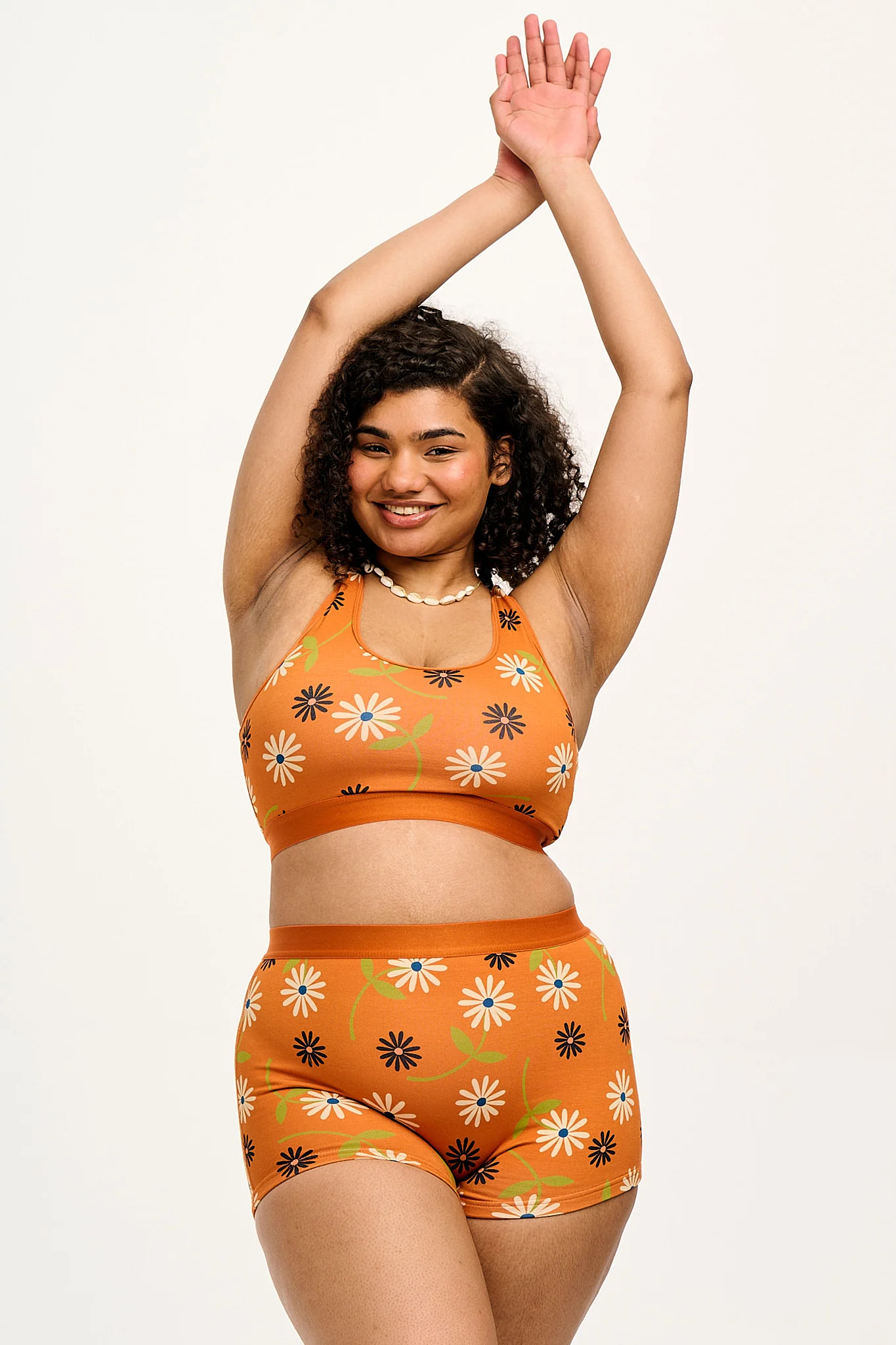 Iona - Racer Back Cotton & Bamboo Crop Top in Veronica Print - Image 4