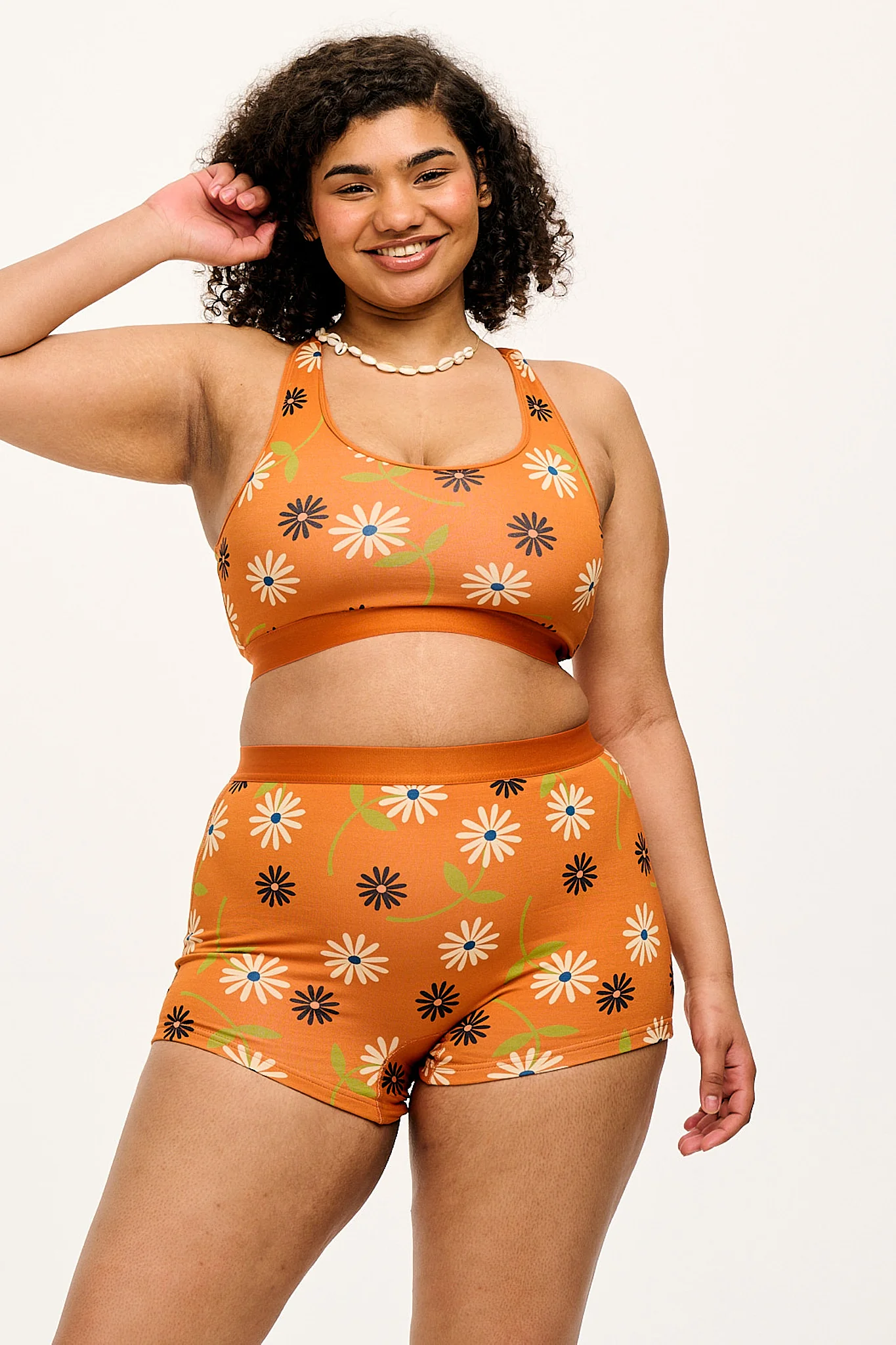 Iona - Racer Back Cotton & Bamboo Crop Top in Veronica Print - Image 6