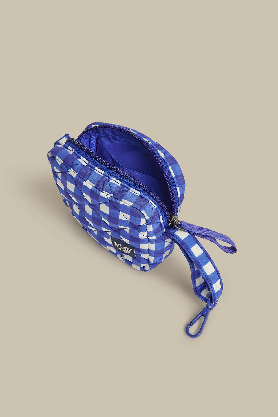 Iya - Recycled Polyester Pouch in Blue Gingham - Image 2
