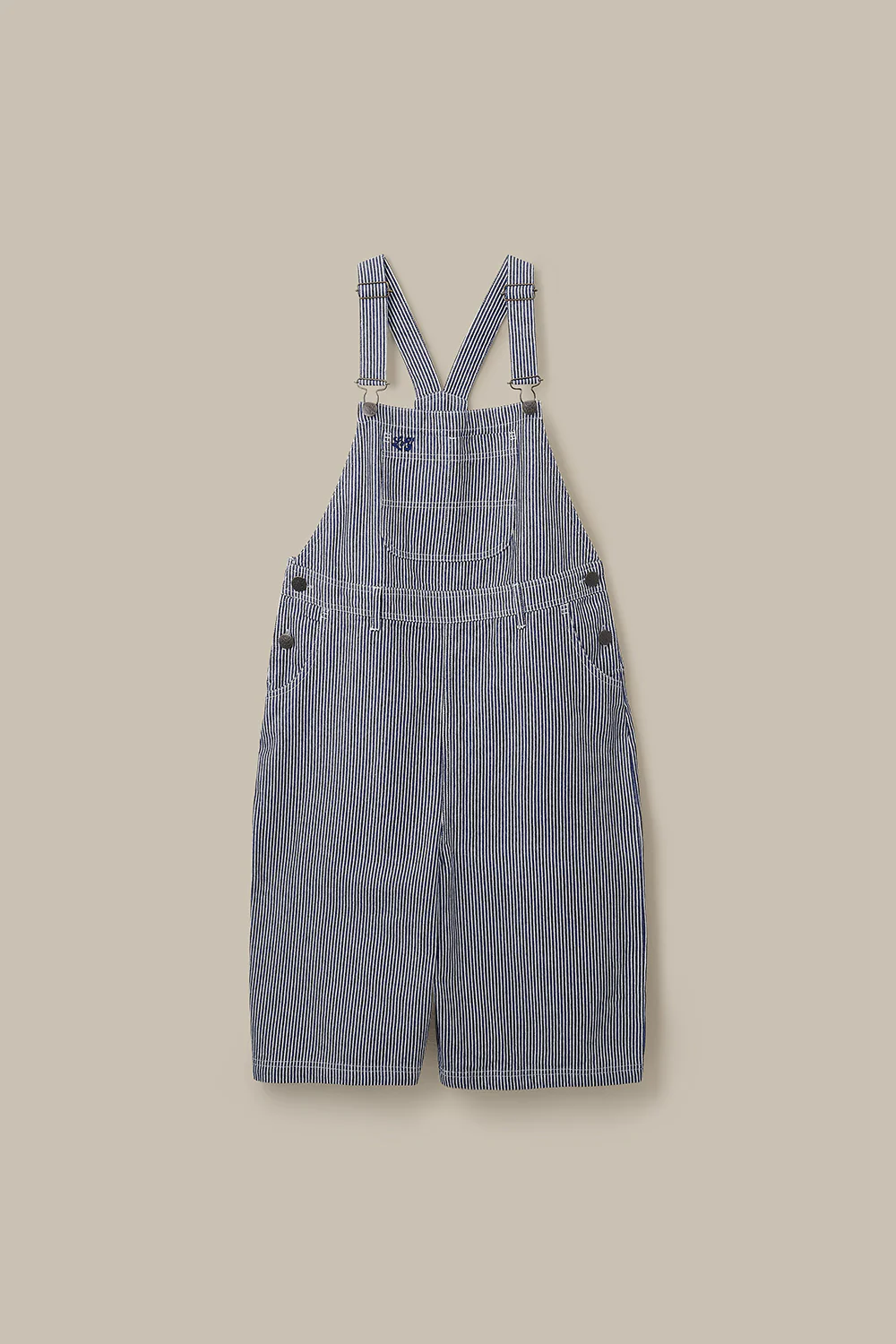 Jara - Cotton Dungarees Shorts in Navy Pinstripe - Image 11