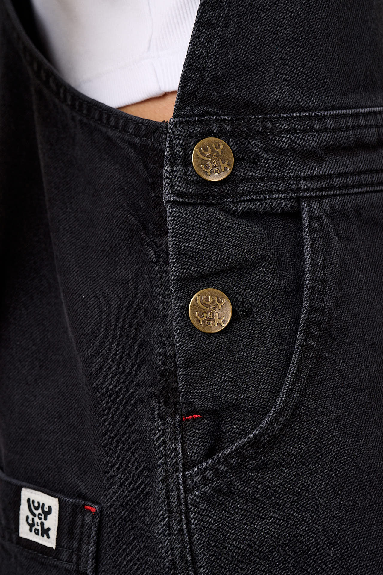 Jara - Denim Dungarees Shorts in Black Wash - Image 4