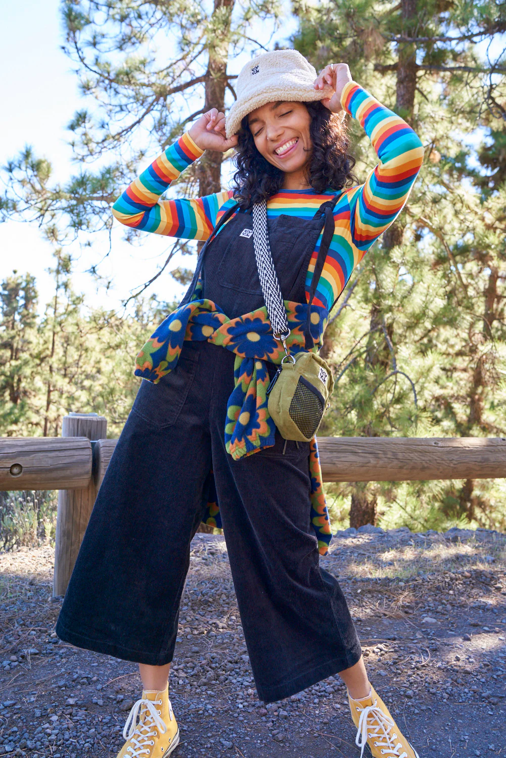 Jenny - Wide Leg Corduroy Dungarees in Black - Image 8