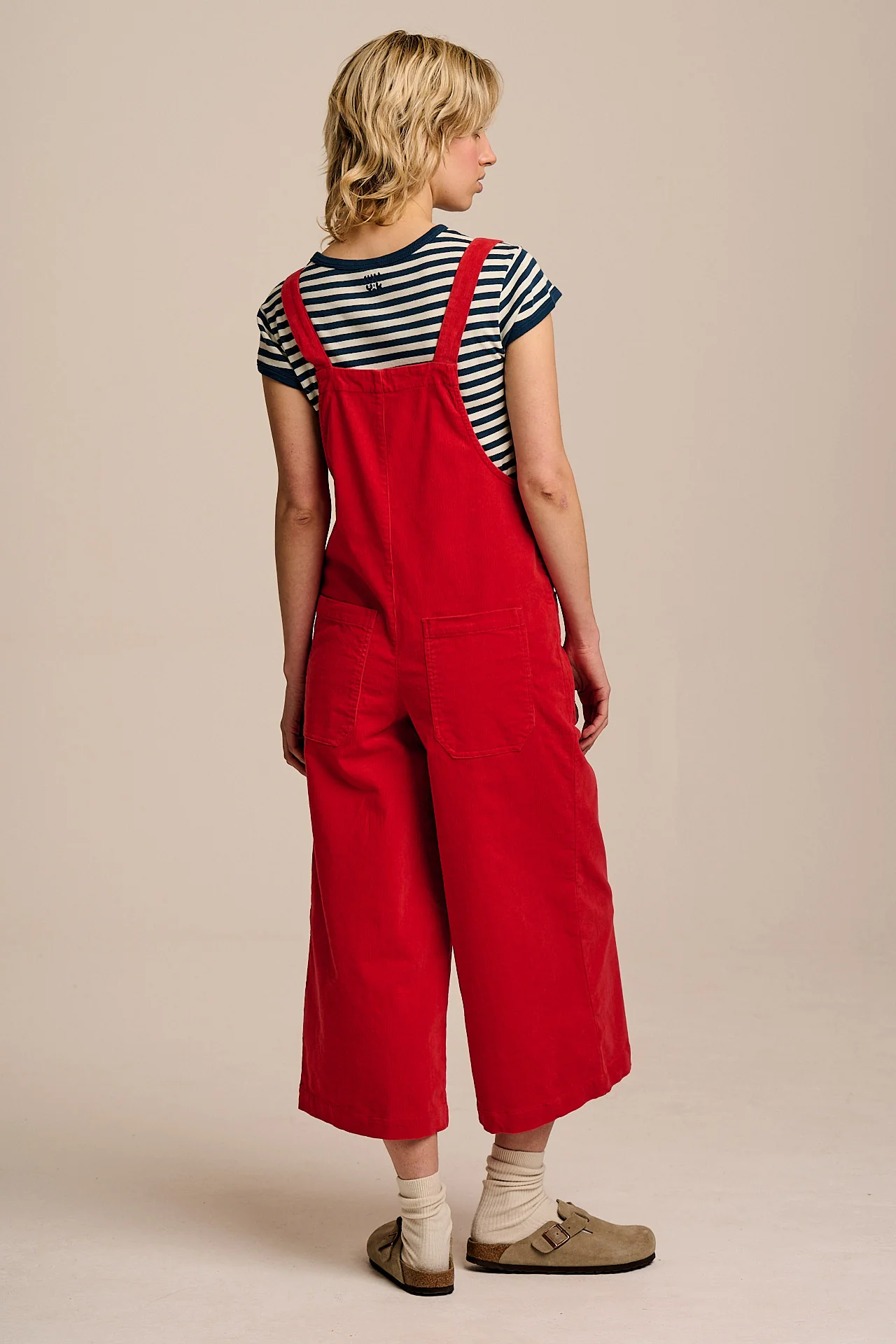 Jenny - Wide Leg Corduroy Dungarees in True Red - Image 4
