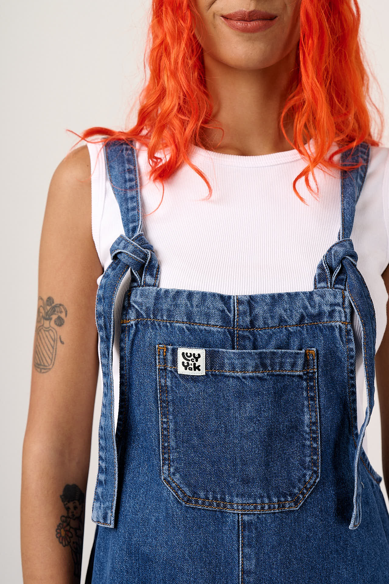 Jenny - Denim Wide Leg Dungarees in Vintage Wash - Image 3