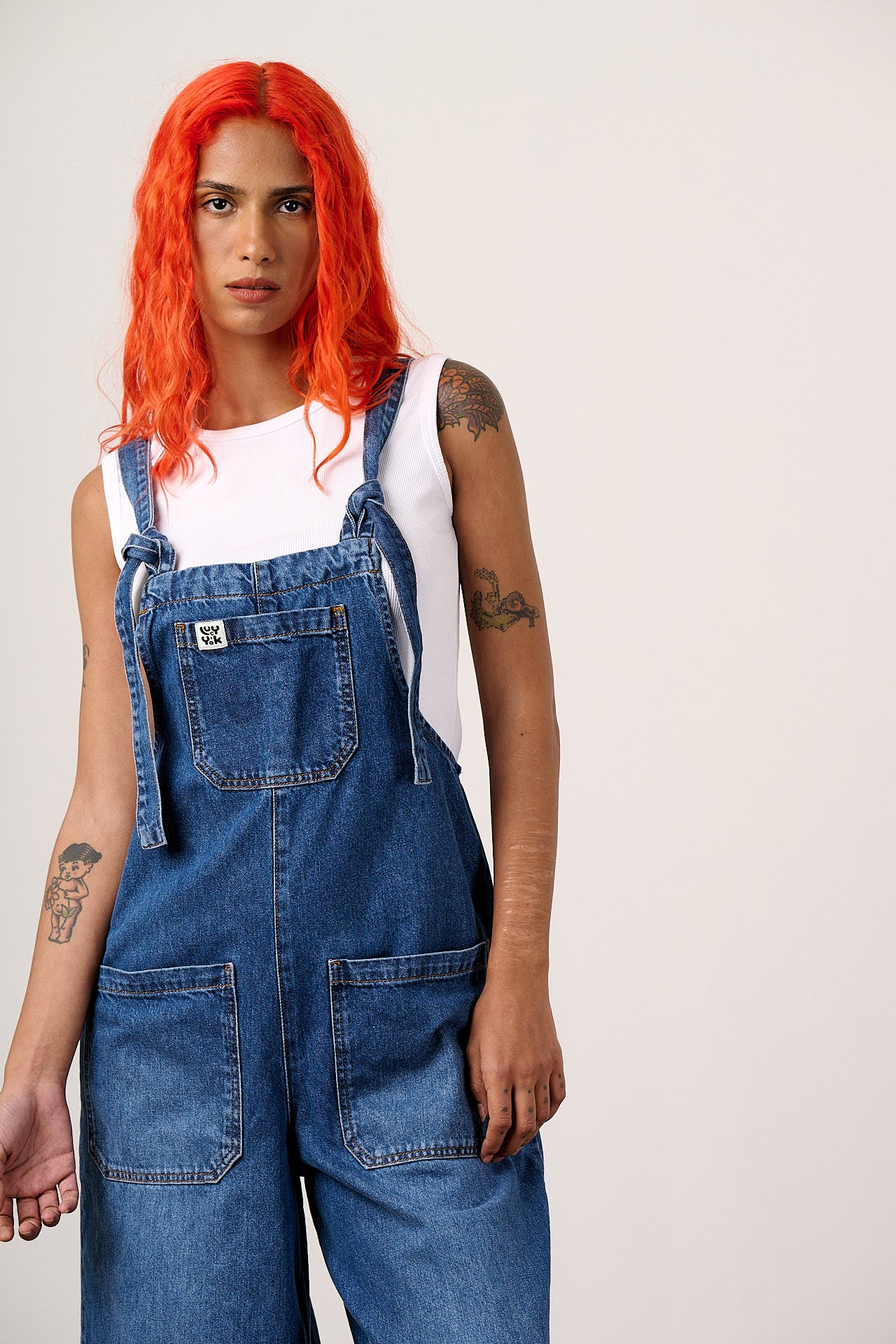 Jenny - Denim Wide Leg Dungarees in Vintage Wash - Image 6