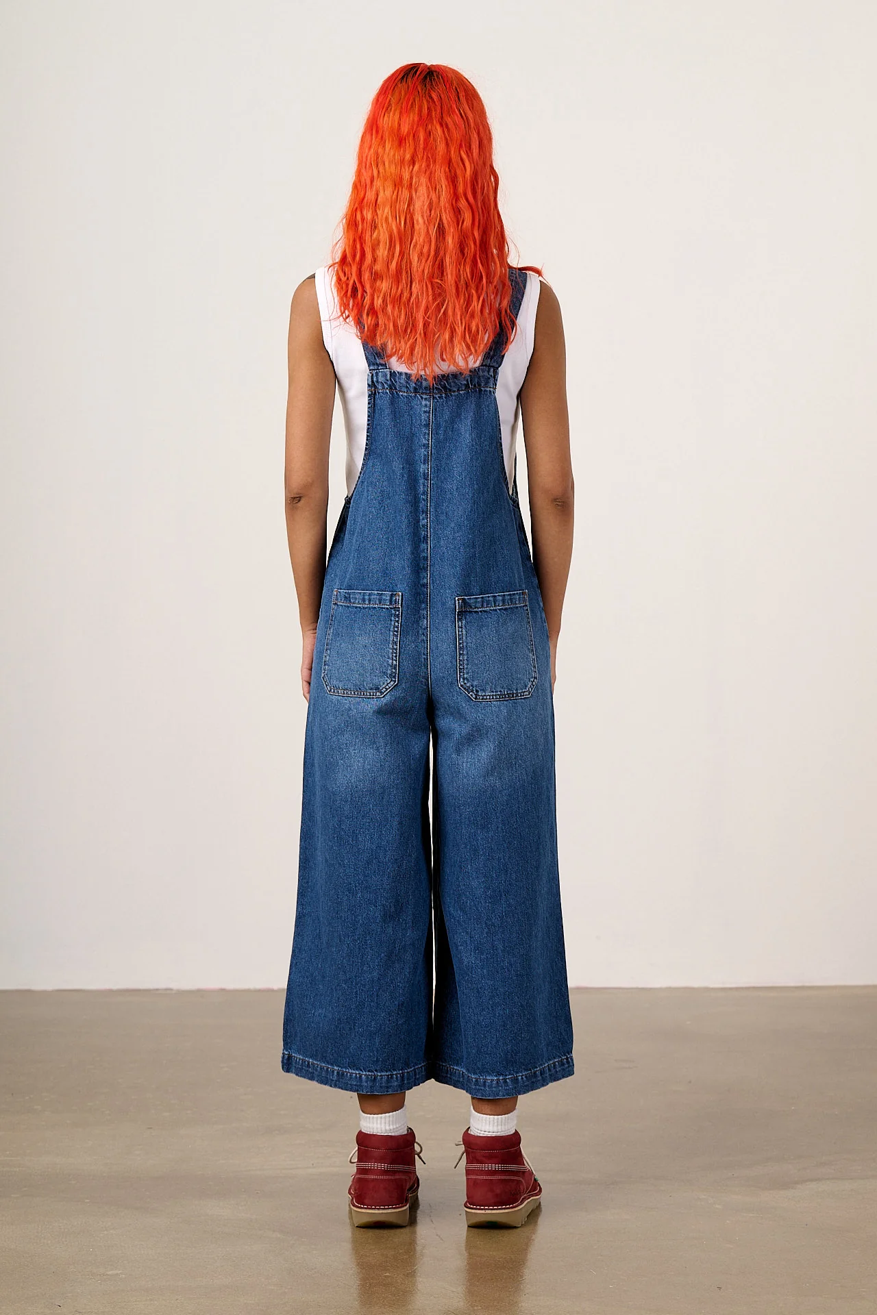 Jenny - Denim Wide Leg Dungarees in Vintage Wash - Image 9