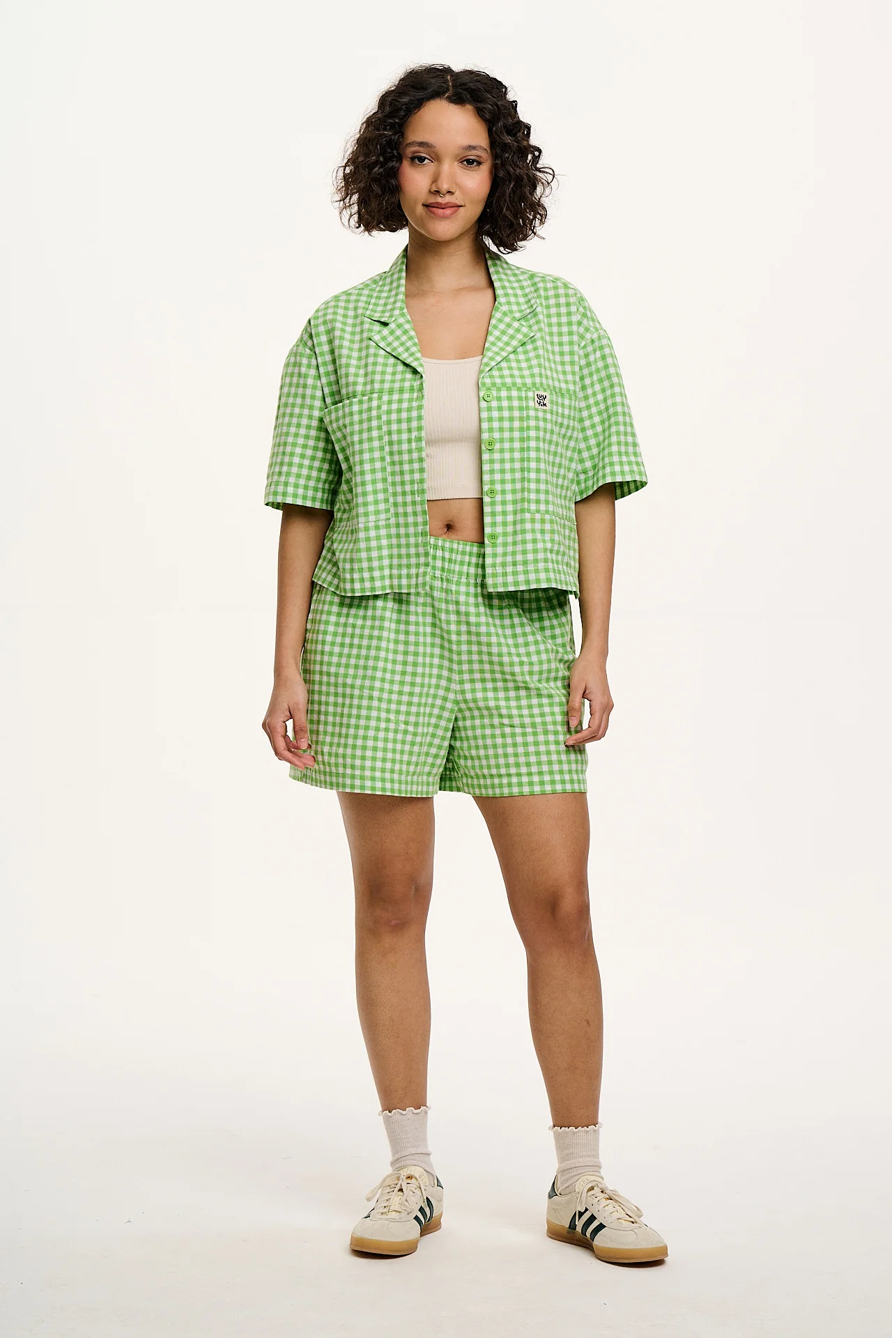 Jessie - Cotton Shorts in Green Bonitto Gingham - Image 8