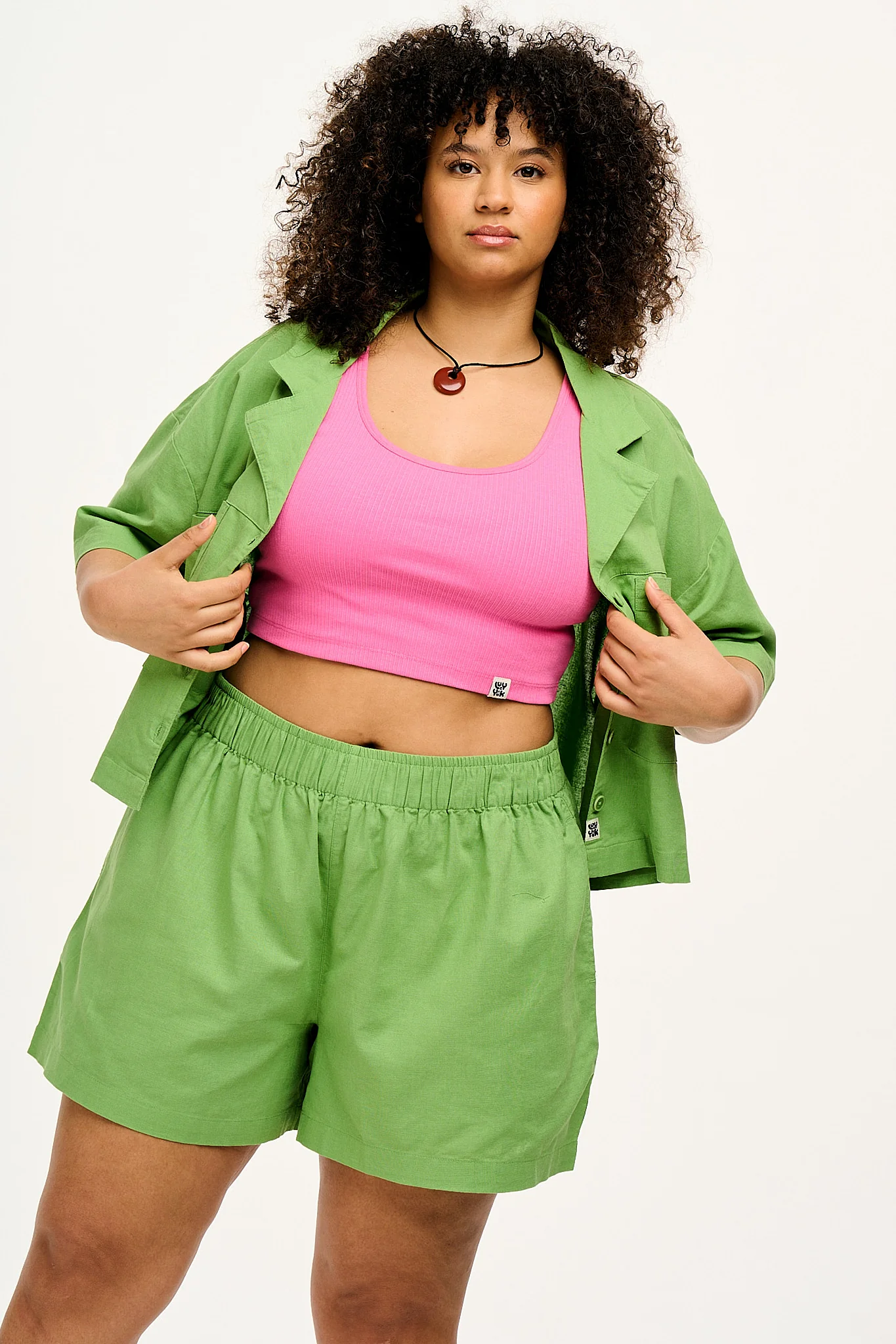 Jessie - Cotton & Linen Shorts in Matcha Green - Image 7