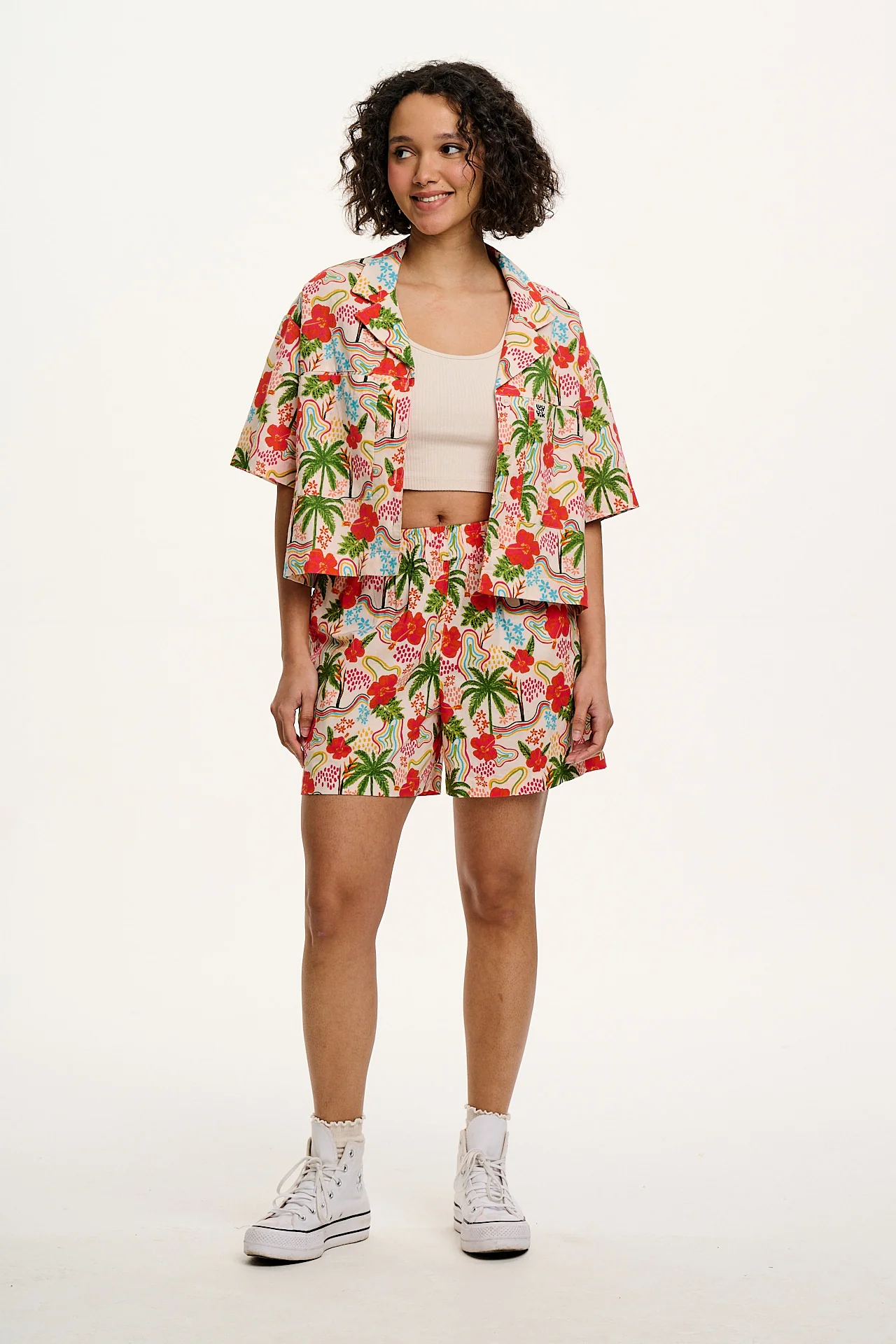 Jessie - Cotton & Linen Shorts in Totally Tropical Print - Image 7