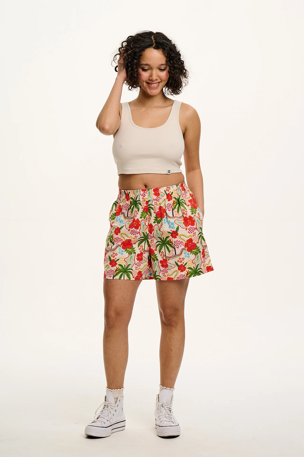 Jessie - Cotton & Linen Shorts in Totally Tropical Print - Image 8