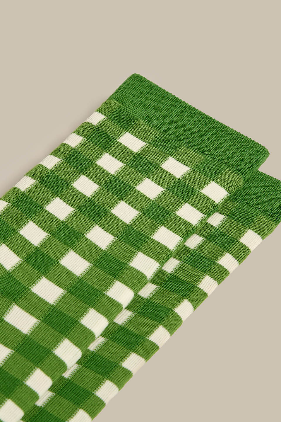 JoJo - Cotton Socks in Green & White Gingham - Image 2