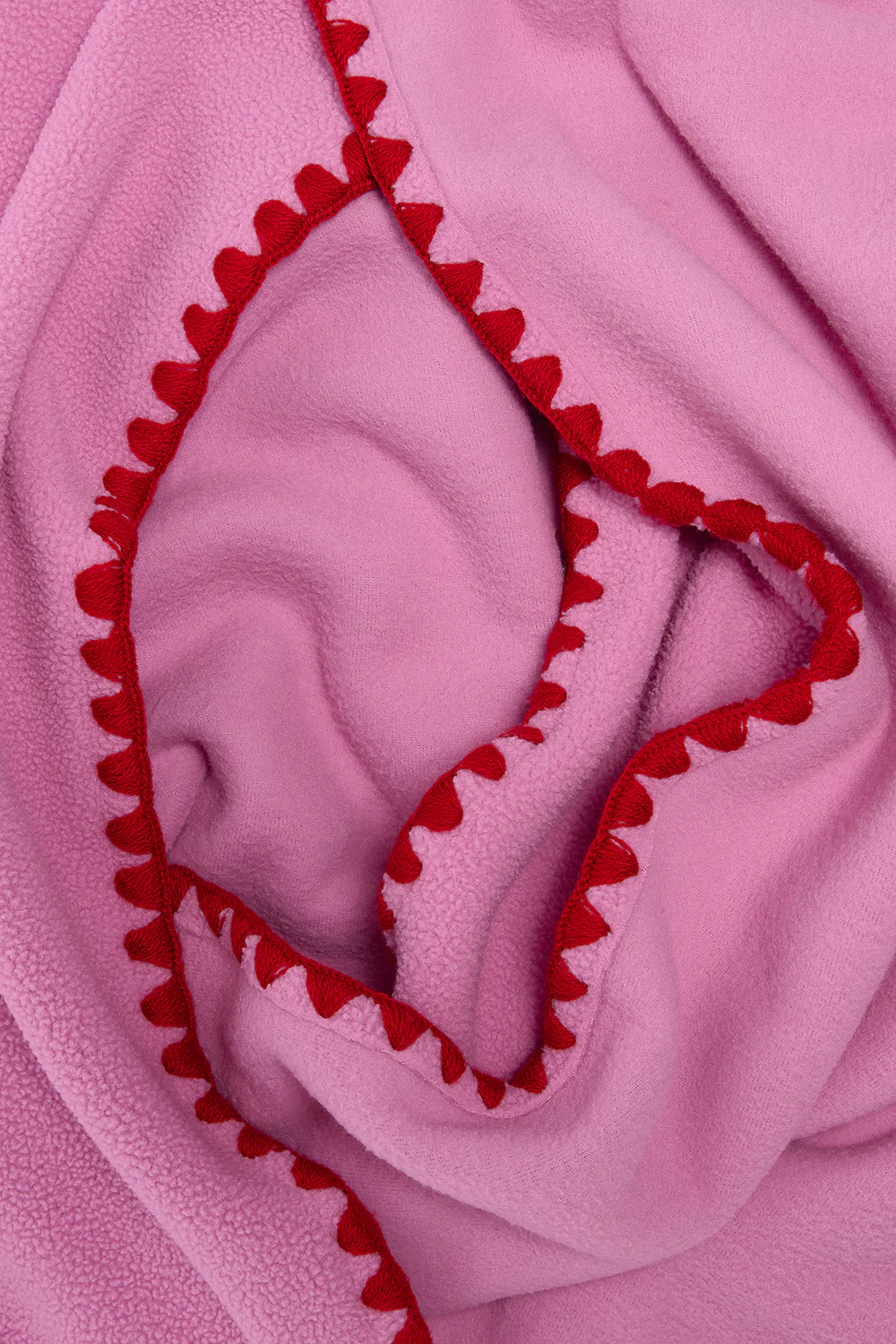 Kiri - Polar Fleece Blanket Stitch Scarf in Pink & Red - Image 3