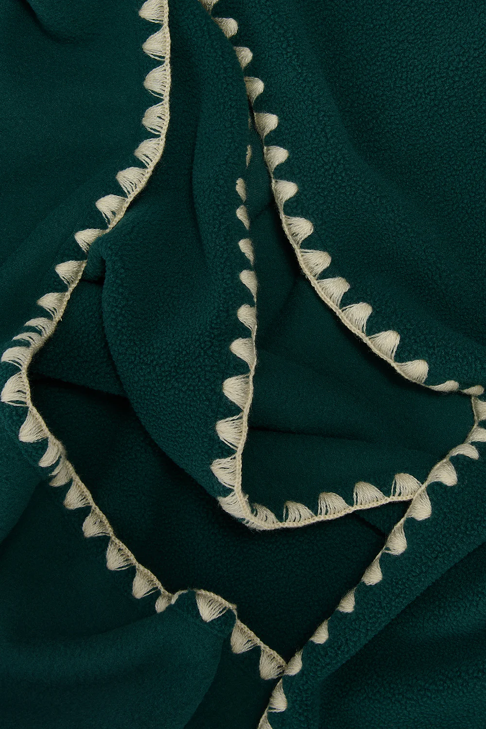 Kiri - Polar Fleece Blanket Stitch Scarf in Teal & Ecru - Image 4