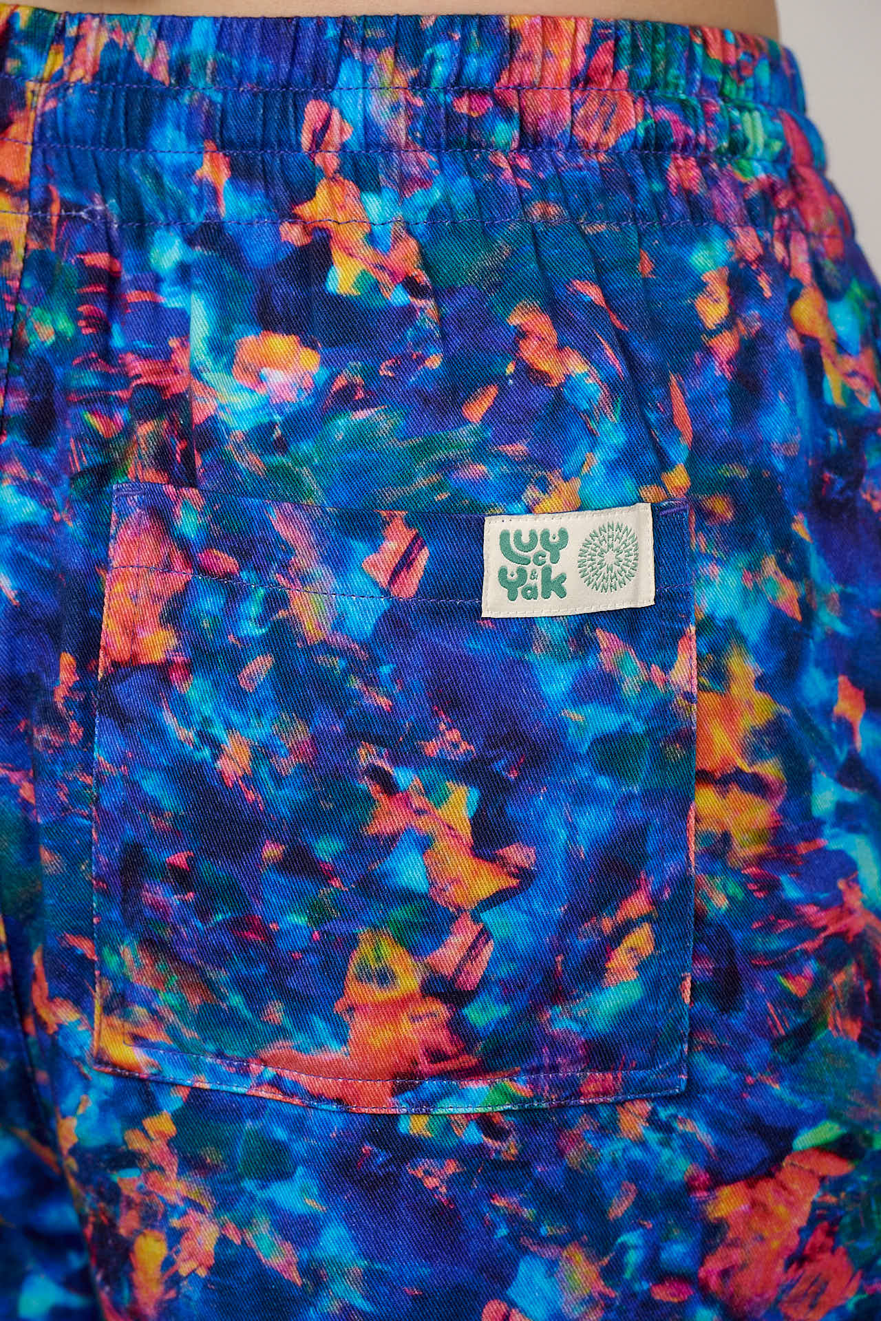 L.E. Chuck - Wide Leg Cotton Trousers in Digital Blur Natural History Museum & Yak - Image 3