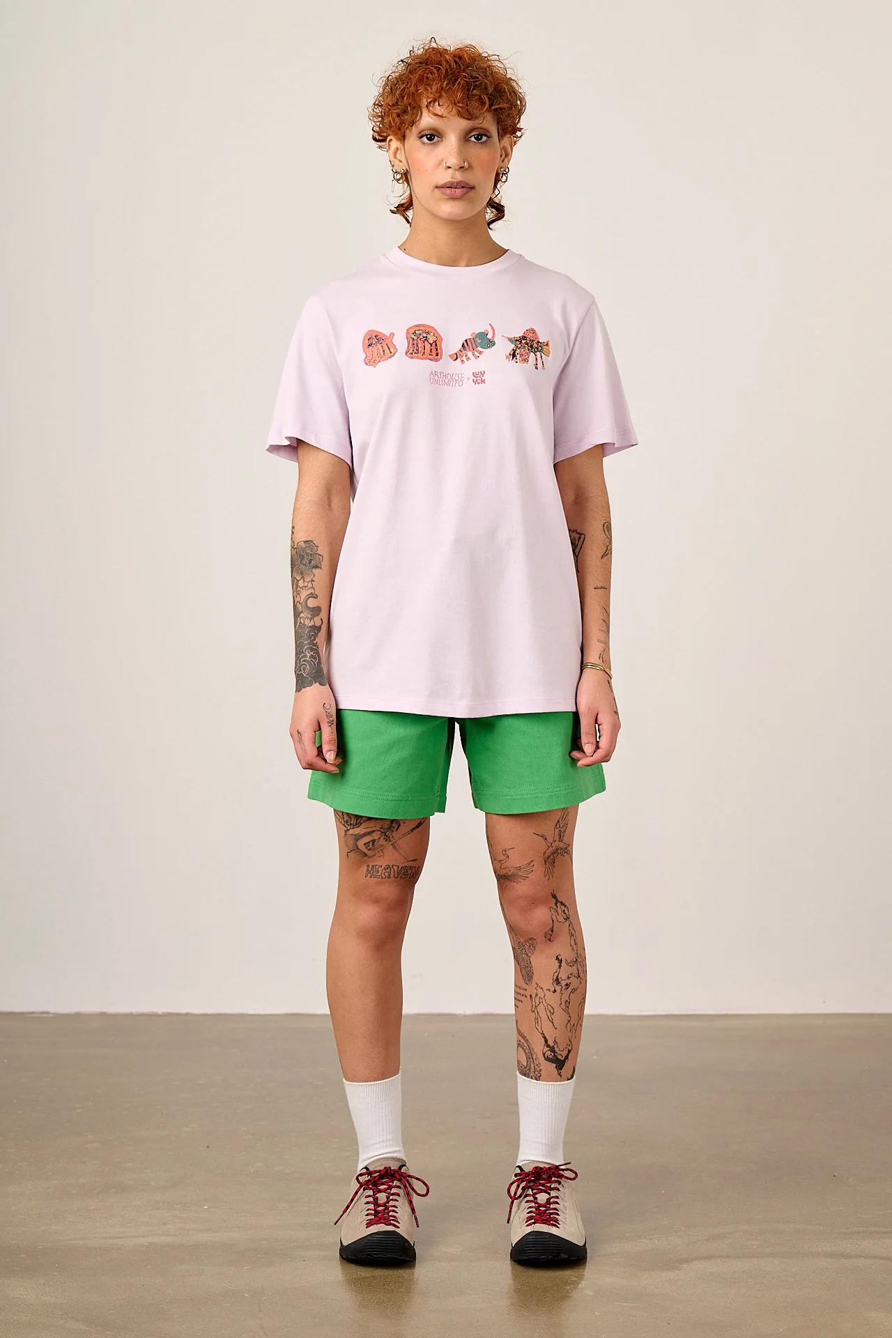 L.E Denver - Cotton T-Shirt in Arthouse & Yak: Lilac Fantasy Animals - Image 4