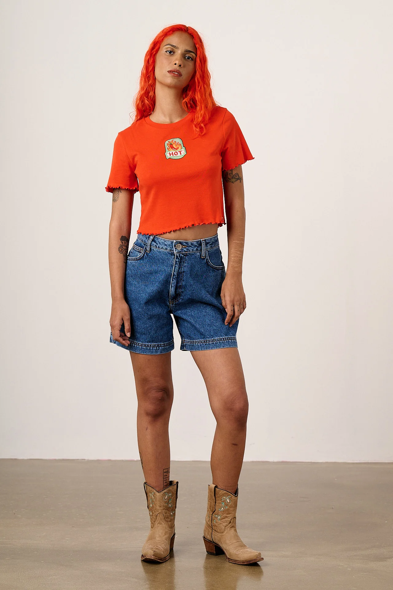 L.E Greta - Cotton T-Shirt in Red Brooke Hornsby & Yak - Image 3