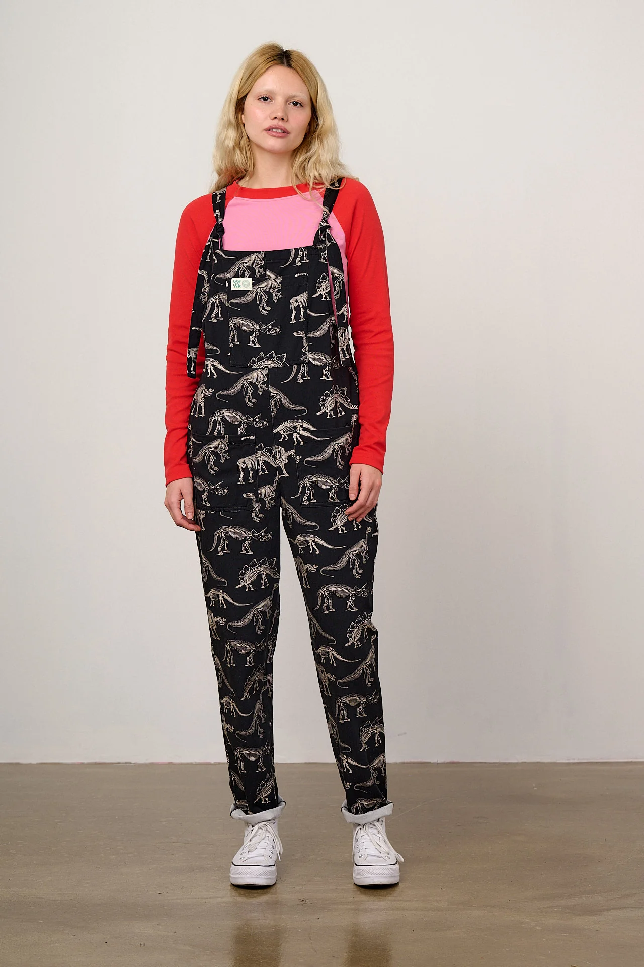 L.E. Original - Cotton Dungaree in B&W Dinosaur Natural History Museum & Yak - Image 5