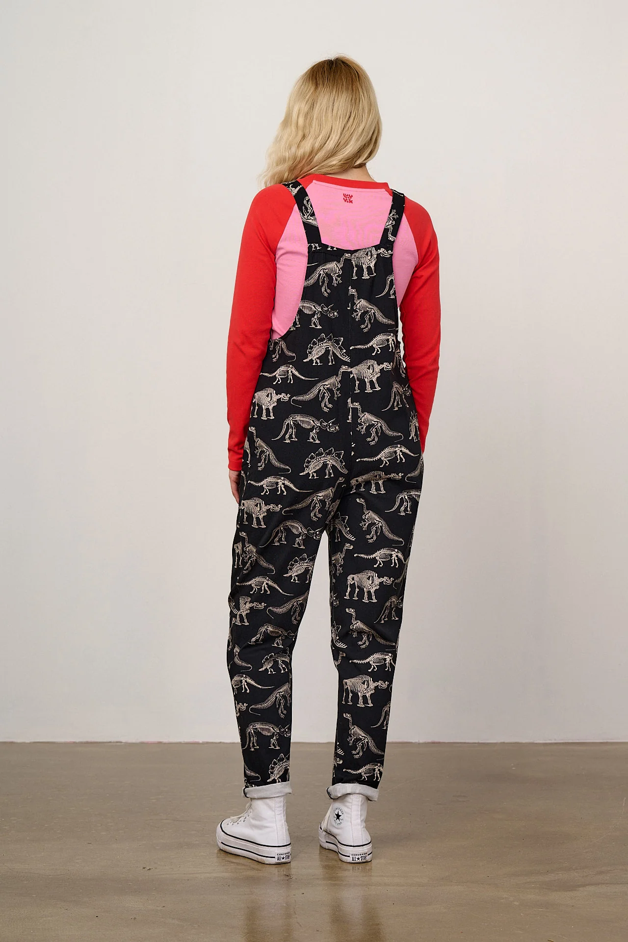 L.E. Original - Cotton Dungaree in B&W Dinosaur Natural History Museum & Yak - Image 7