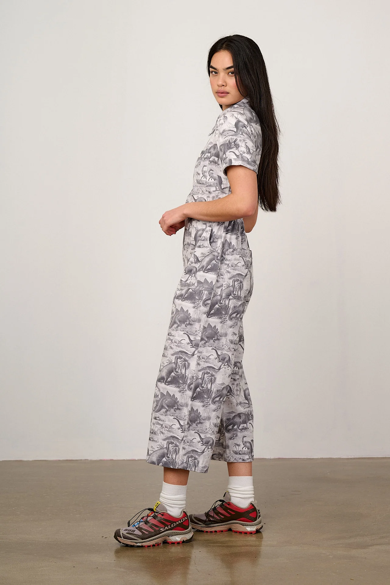 L.E. Ragan - Cotton Jumpsuit in Dinosaurs Natural History Museum & Yak - Image 4