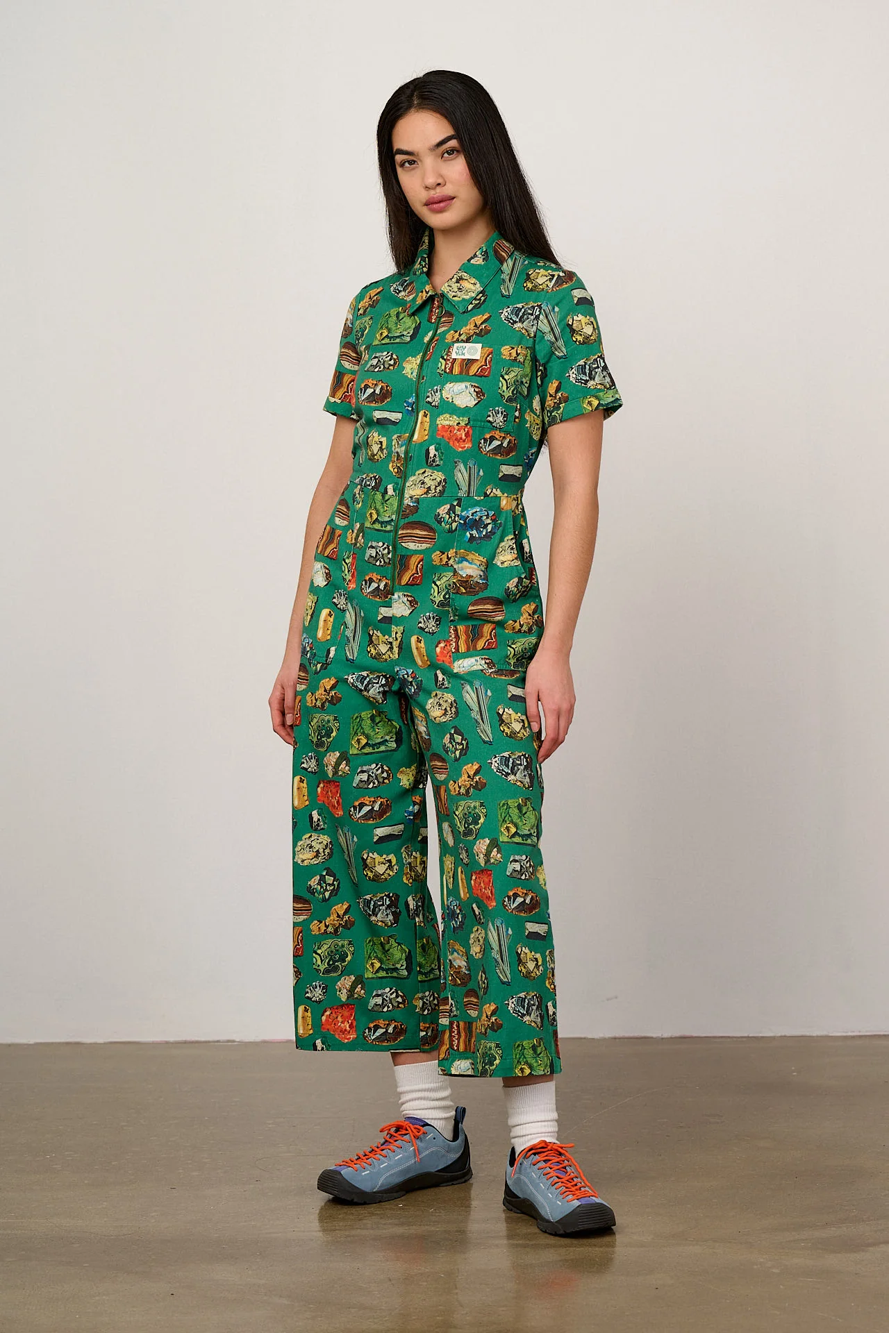 L.E Ragan - Cotton Jumpsuit in Green Minerals Natural History Museum & Yak - Image 3