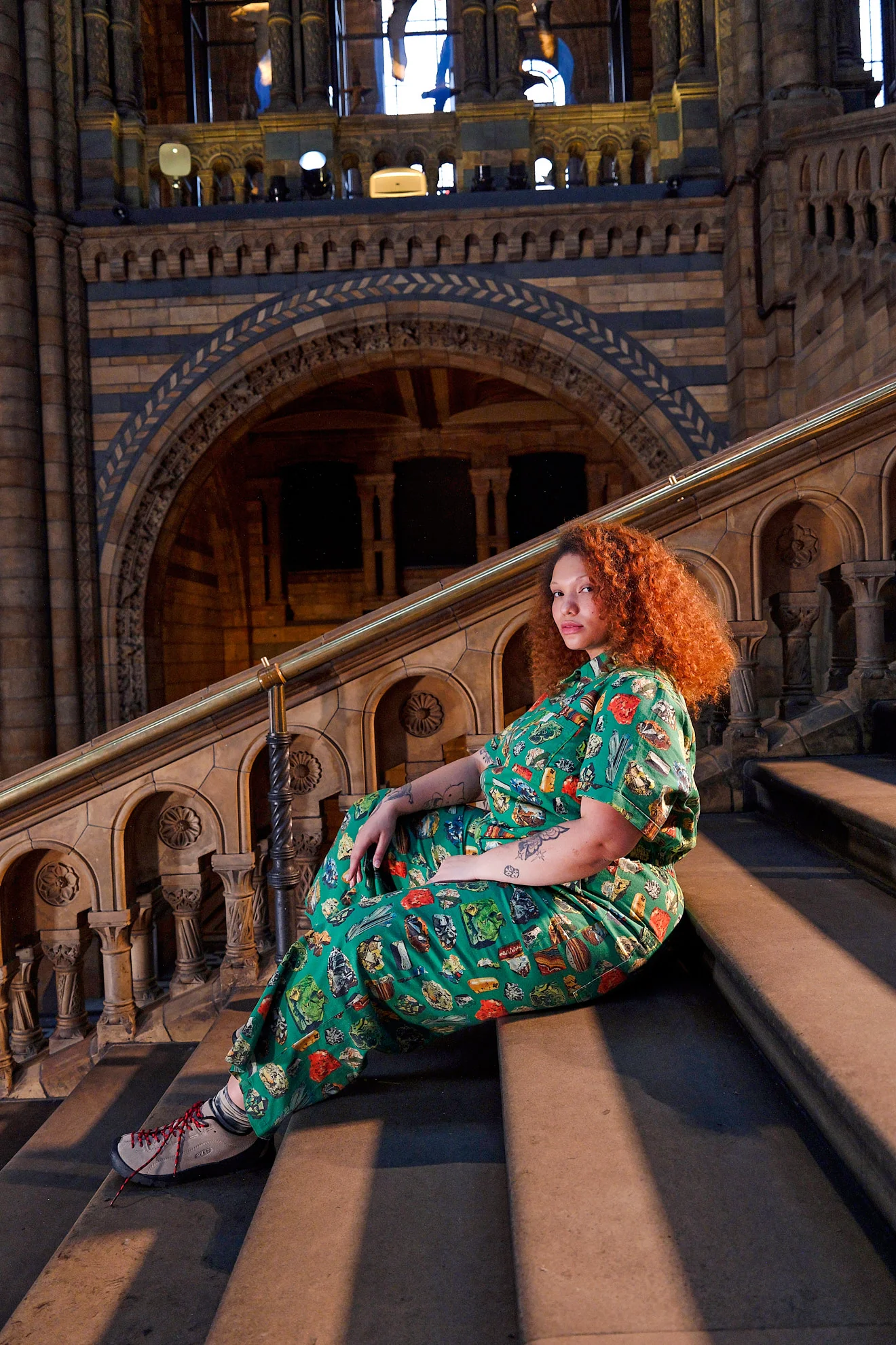 L.E Ragan - Cotton Jumpsuit in Green Minerals Natural History Museum & Yak - Image 4