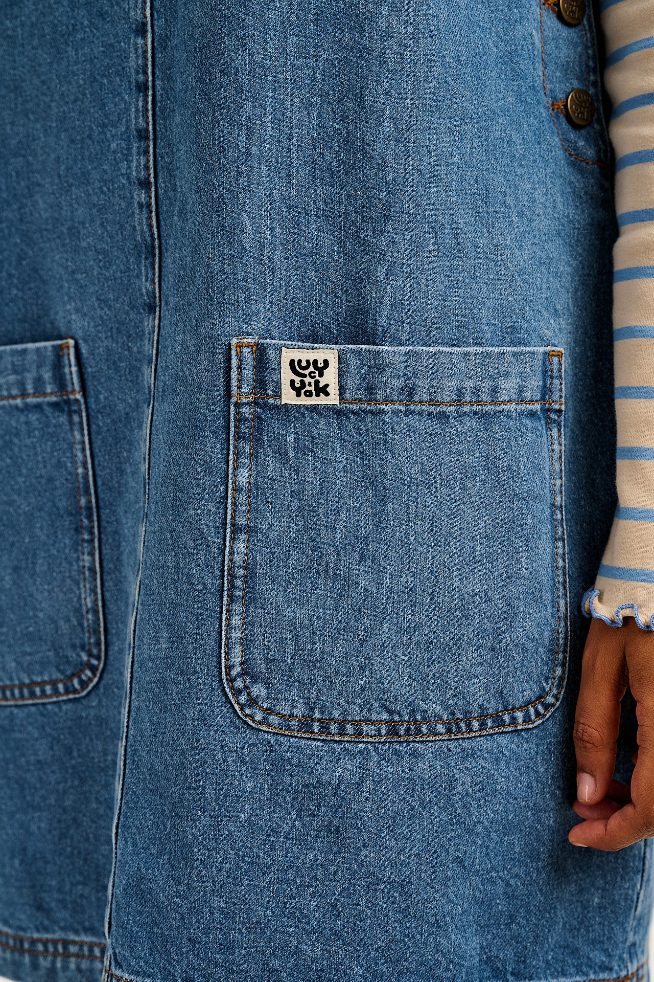 Layla - Mini Denim Dress in Mid Wash Blue - Image 6