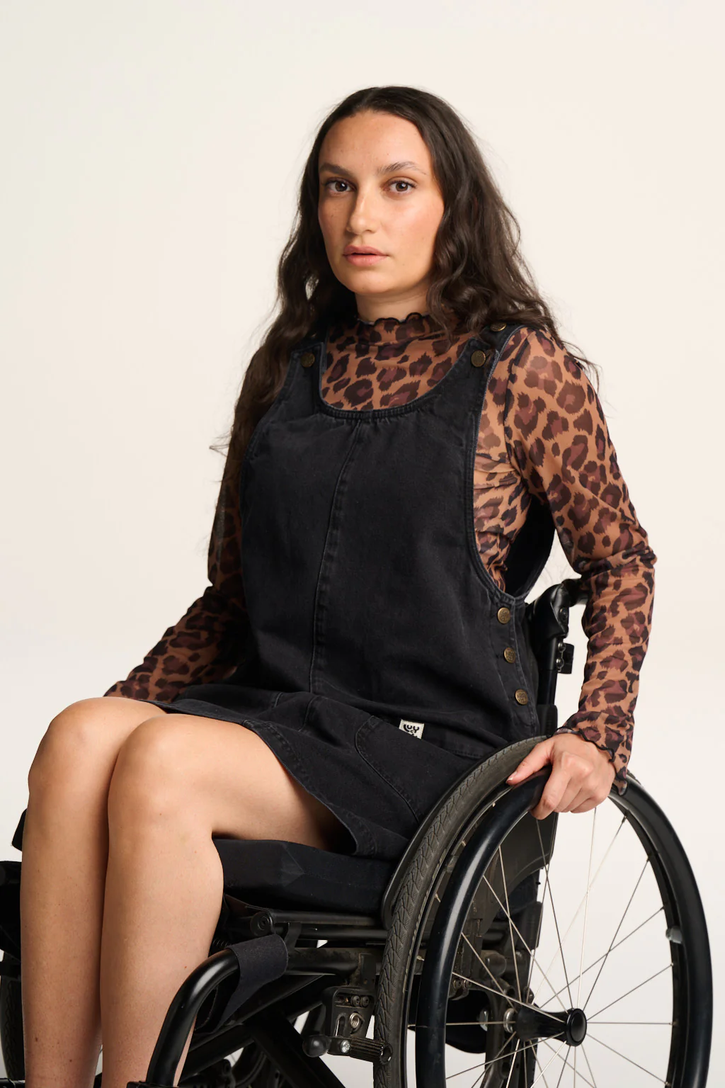 Layla - Mini Denim Dress in Washed Black - Image 10