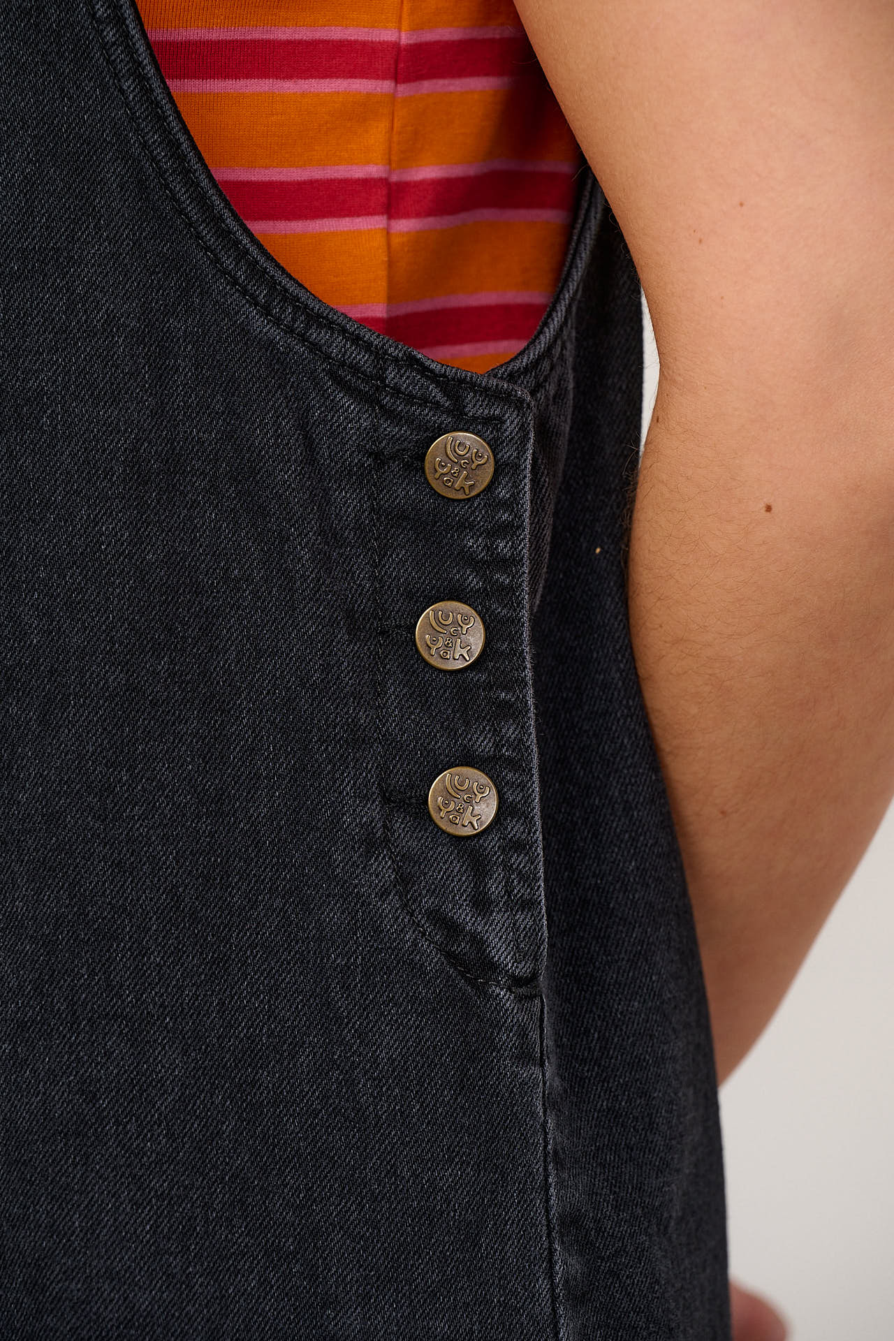 Layla - Mini Denim Dress in Washed Black - Image 5