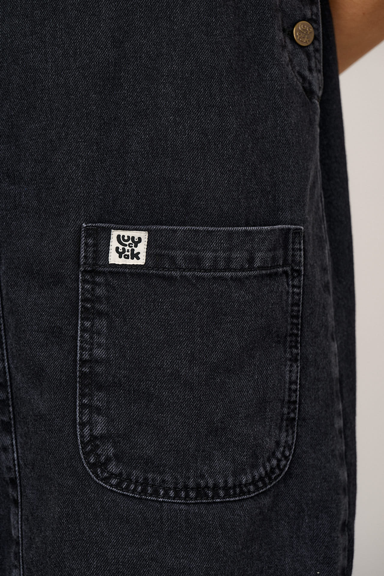 Layla - Mini Denim Dress in Washed Black - Image 6