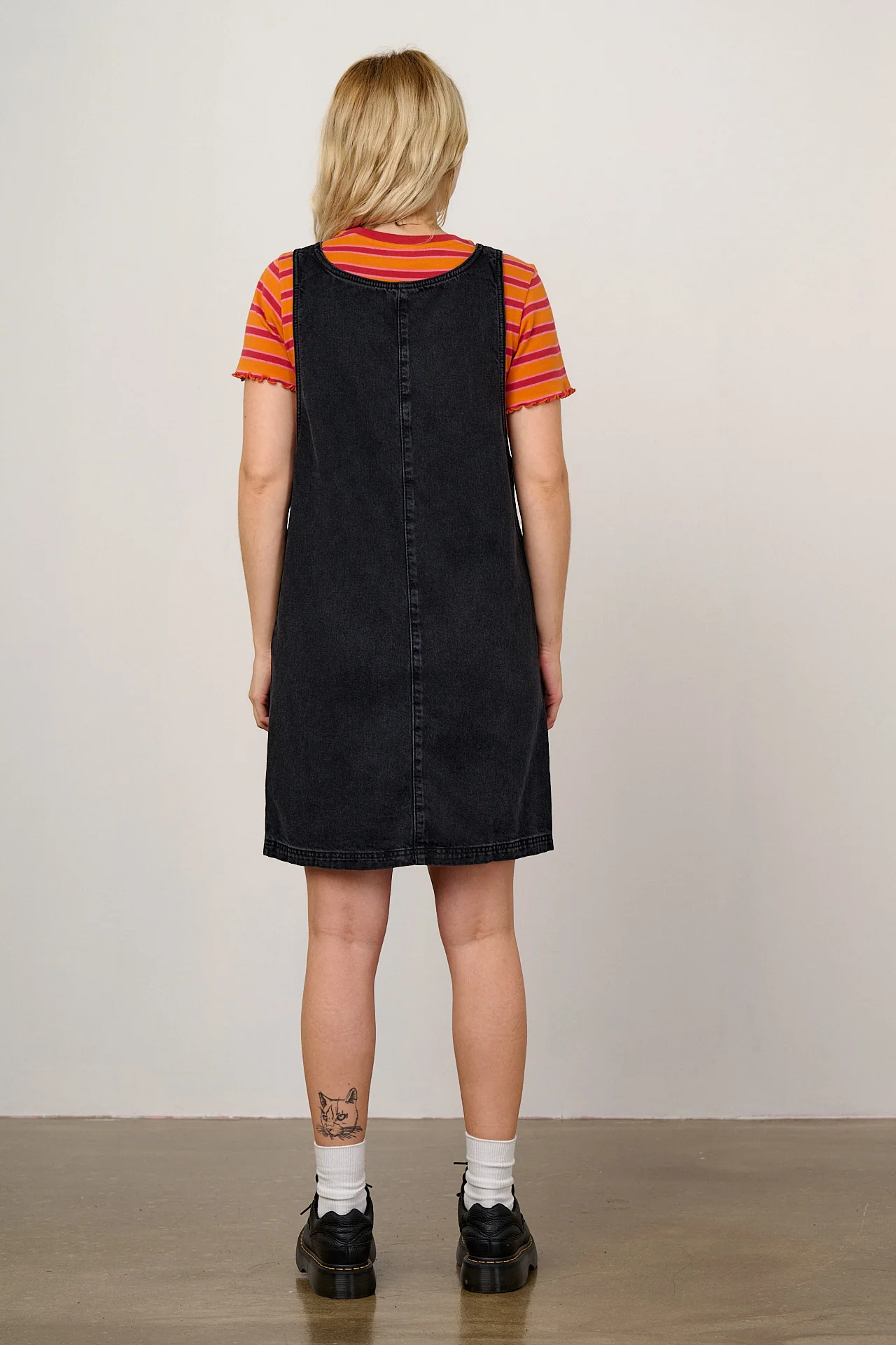 Layla - Mini Denim Dress in Washed Black - Image 7