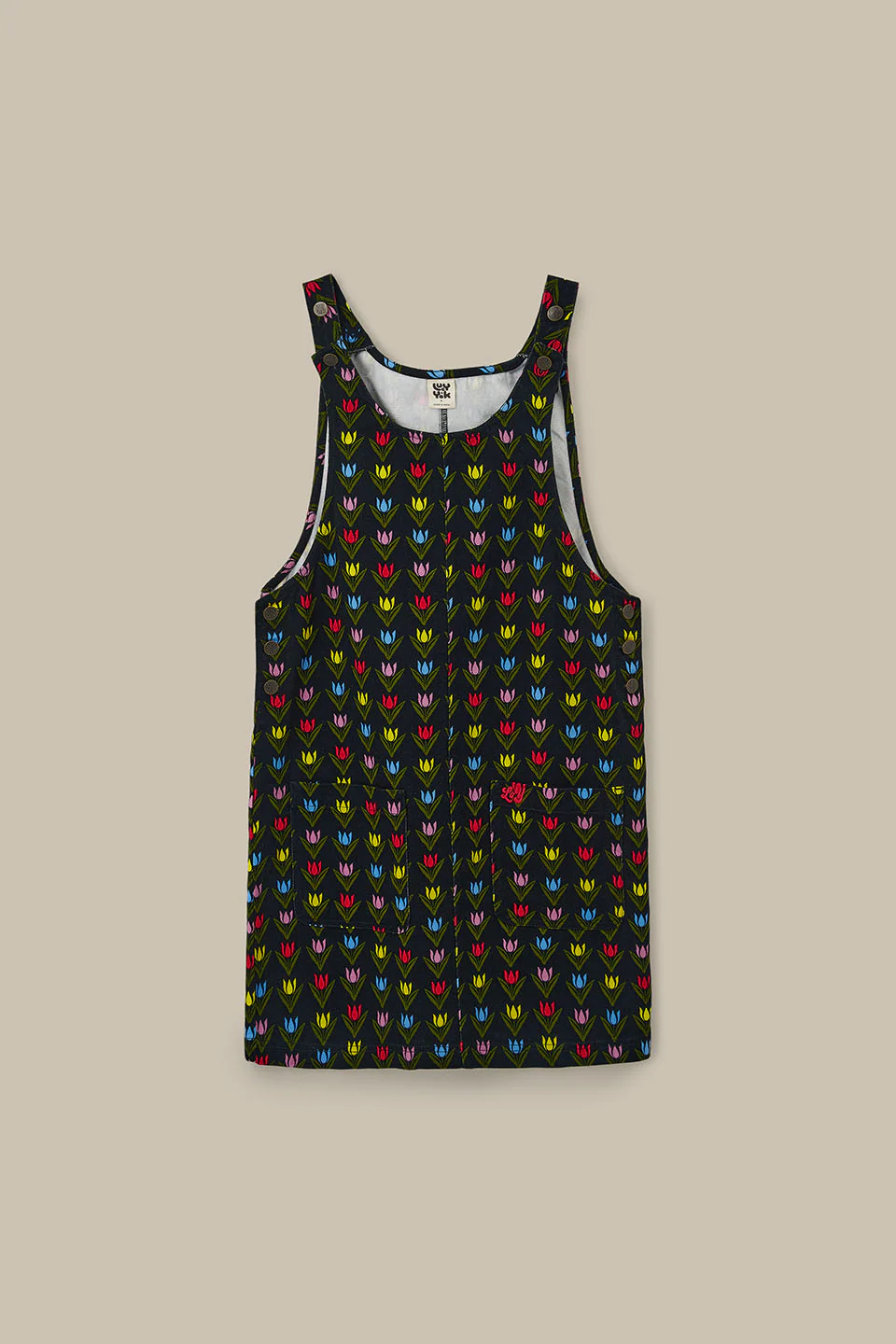 Layla - Mini Cotton Dress in Black Tulip Print - Image 3